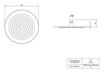 Villeroy & Boch Regenduschkopf Universal Showers, Regenbrause 250 mm, Rund - Matt Black