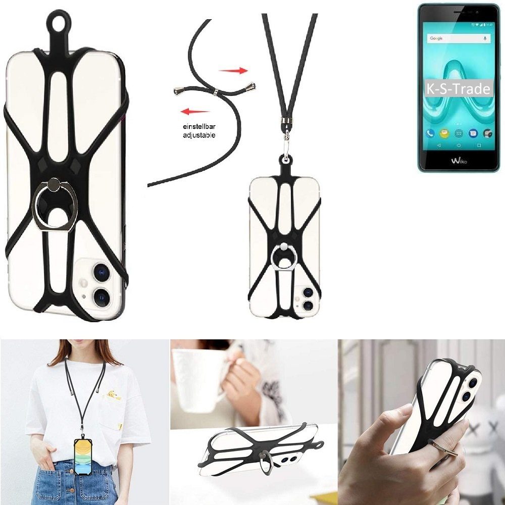 K-S-Trade Handyhülle für Wiko Tommy 2, 3in1 Handykette Handyband Handykordel Halsband Smartphone-Ring