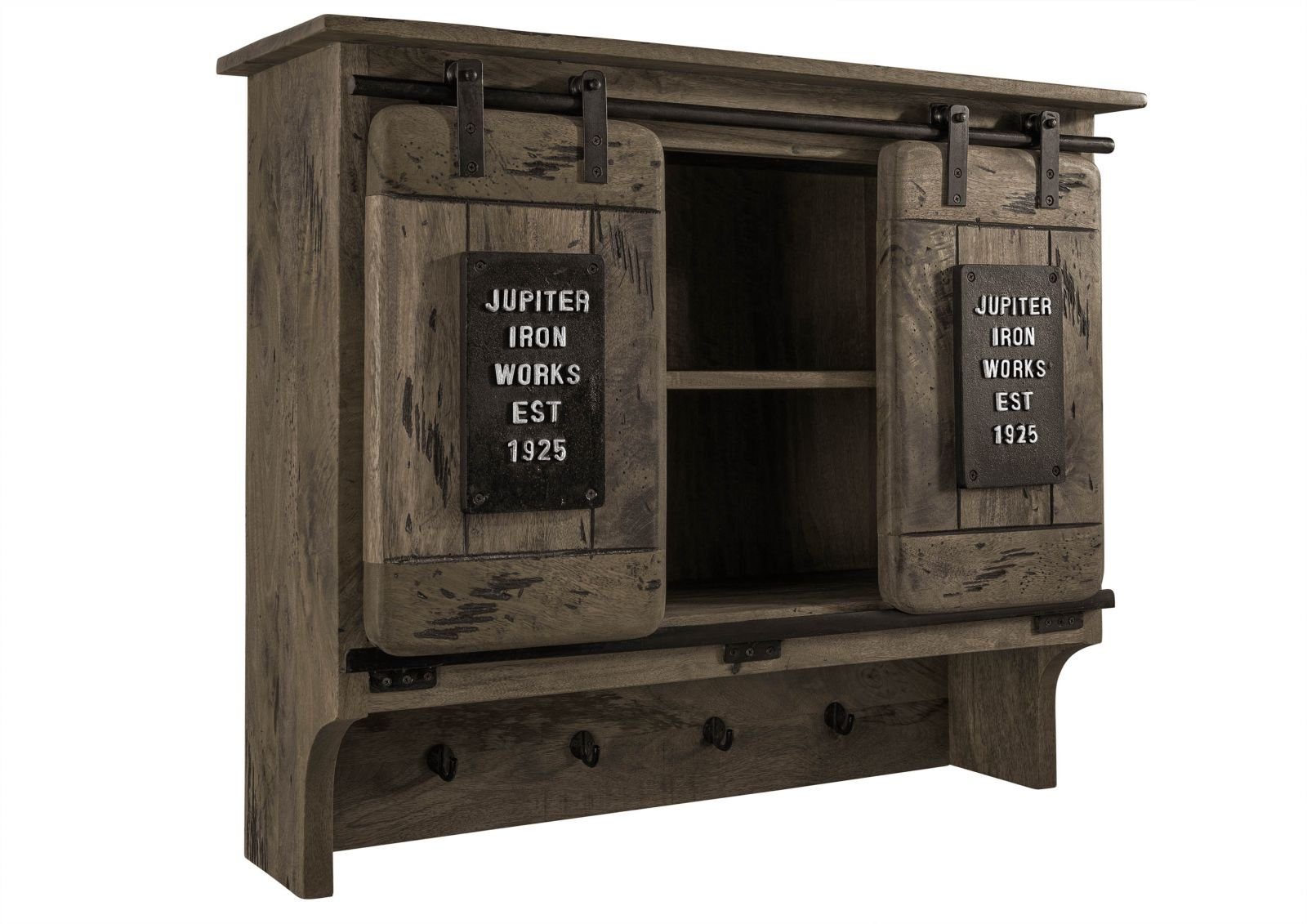 Massivmoebel24 Wandgarderobe (Wandgarderobe Mango 90x30x75 grau günstig online kaufen