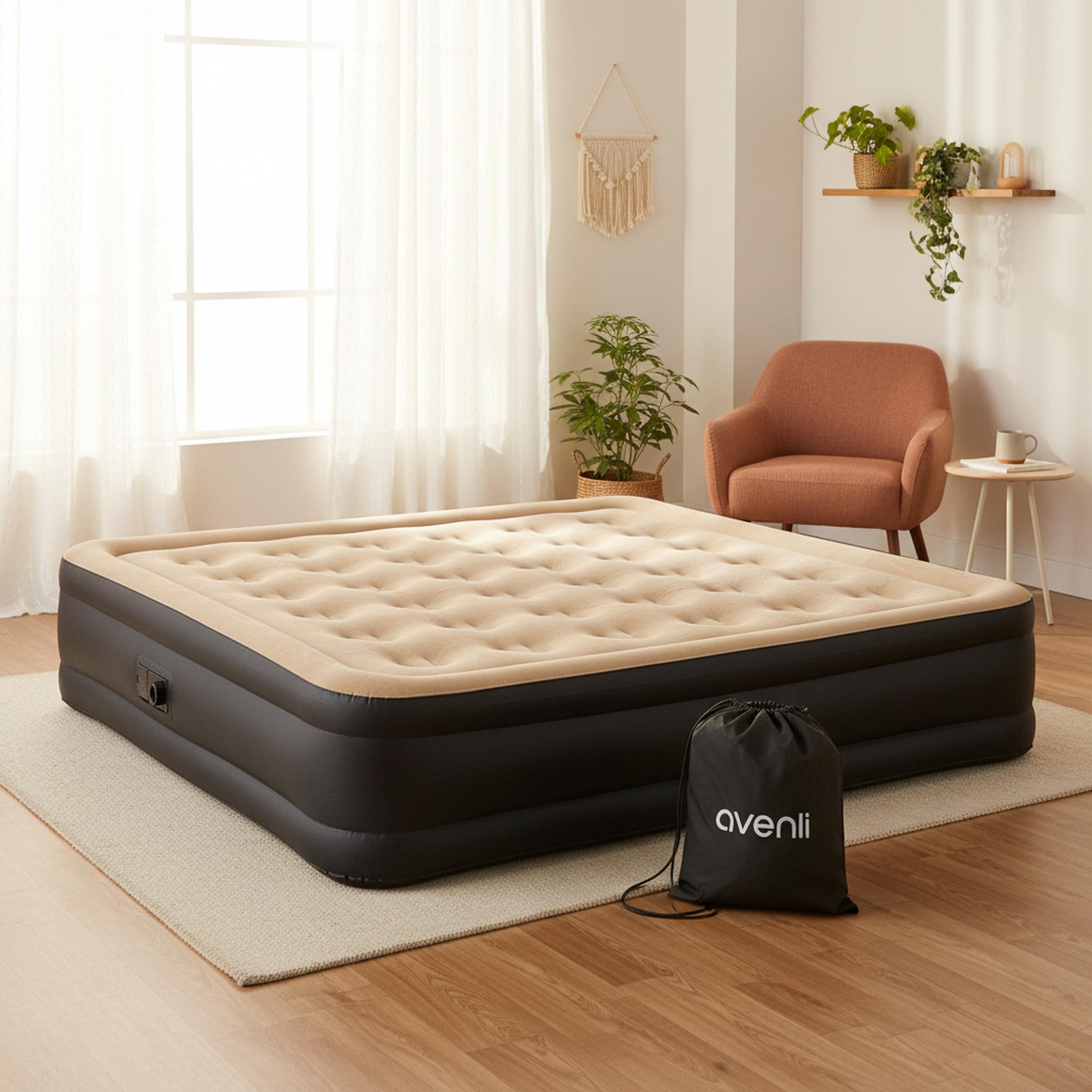 Avenli Luftmatratze Luftbett selbstaufblasend für 2 Personen Queen-Size 203x157x47cm, (Gästebett Matratze aufblasbar mit integrierter Elektropumpe, 2-St., Reisebett mit Pumpe & Tragetasche), elektrisch mit weicher beflockter Oberfläche