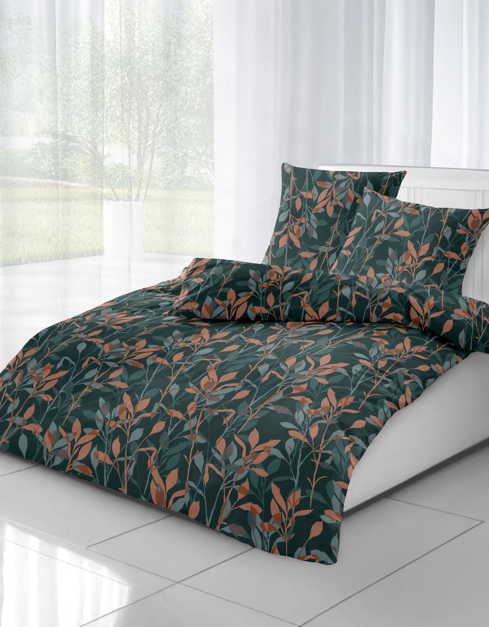 Dormisette Bettwäsche Dormisette Edel Biber Bettwäsche 155x220 Zweige Blätt günstig online kaufen