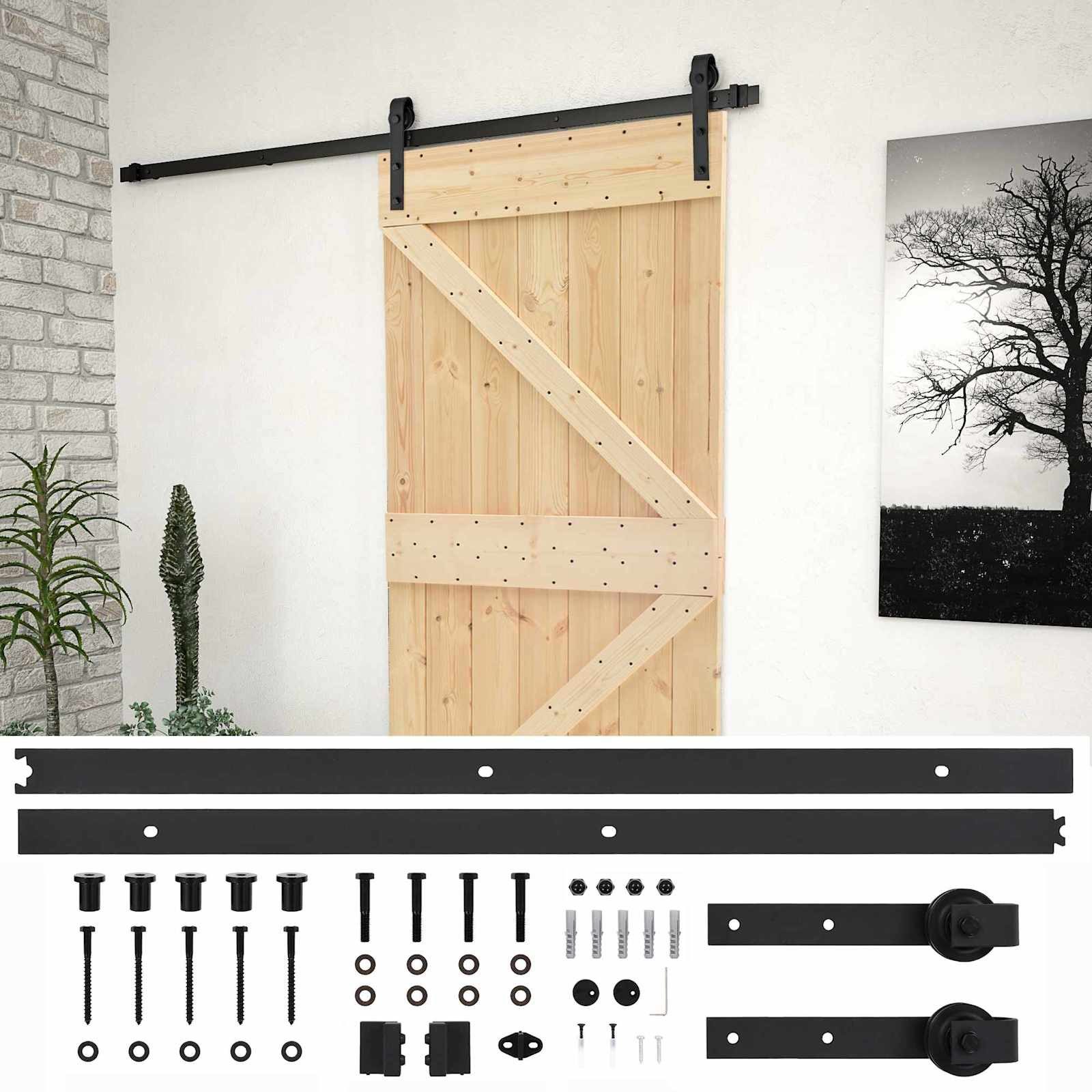 vidaXL Schiebetür Schiebetür 100 x 210 cm Massives Kiefernholz (1-St)