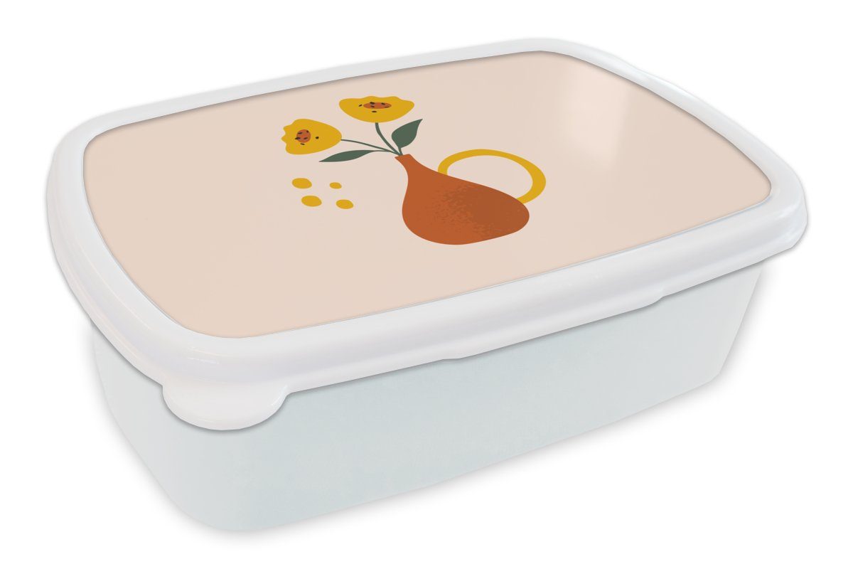 für Lunchbox und (2-tlg), - MuchoWow Jungs weiß Sommer, Brotdose, Brotbox Mohnblumen und Blumen Kunststoff, Mädchen - Erwachsene, für Kinder