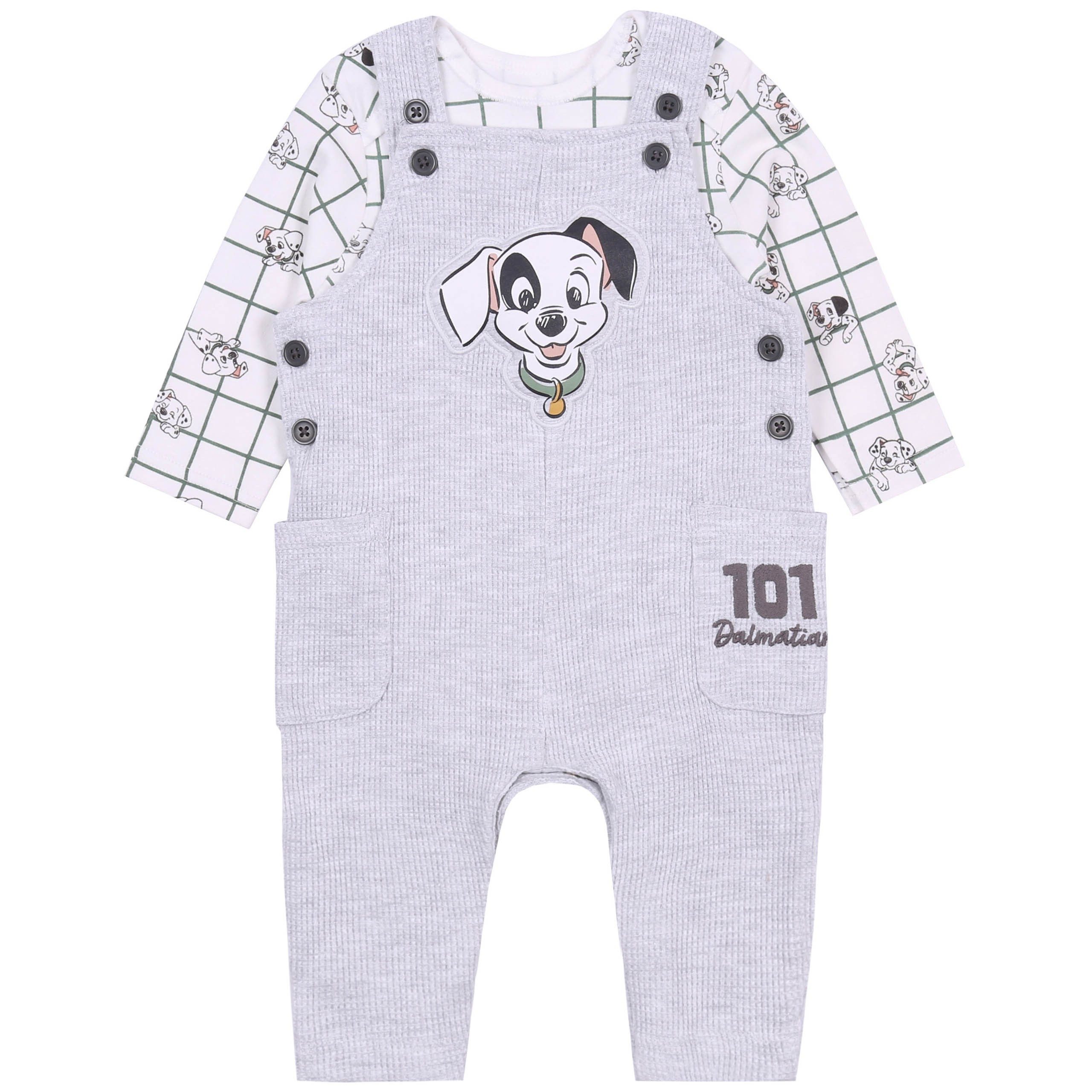 Body Baby-Set Graue Latzhose + Body 101 Dalmatiner DISNEY 0-1 Monate