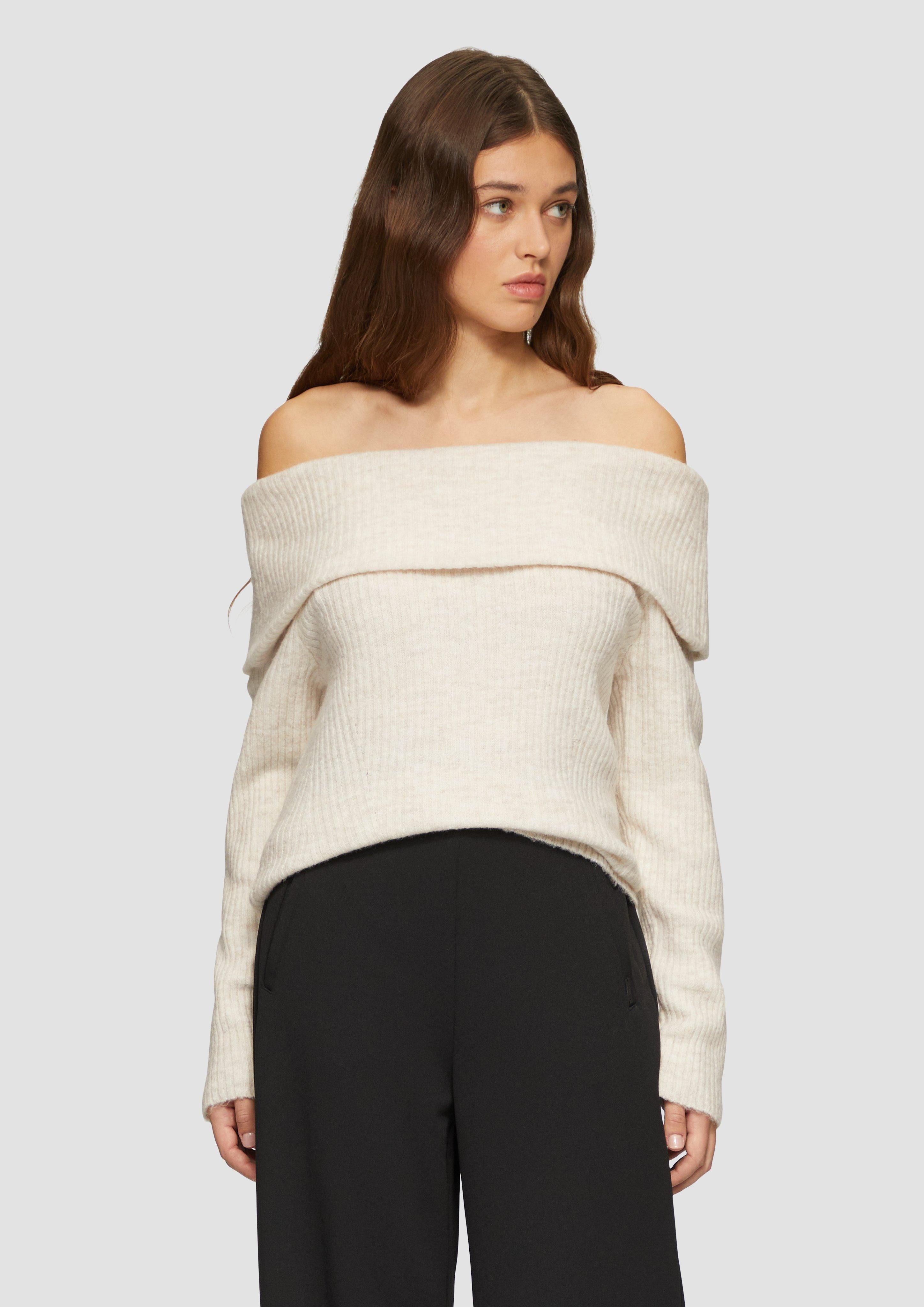 QS Strickpullover Rippstrickpullover mit Offshoulder-Ausschnitt günstig online kaufen