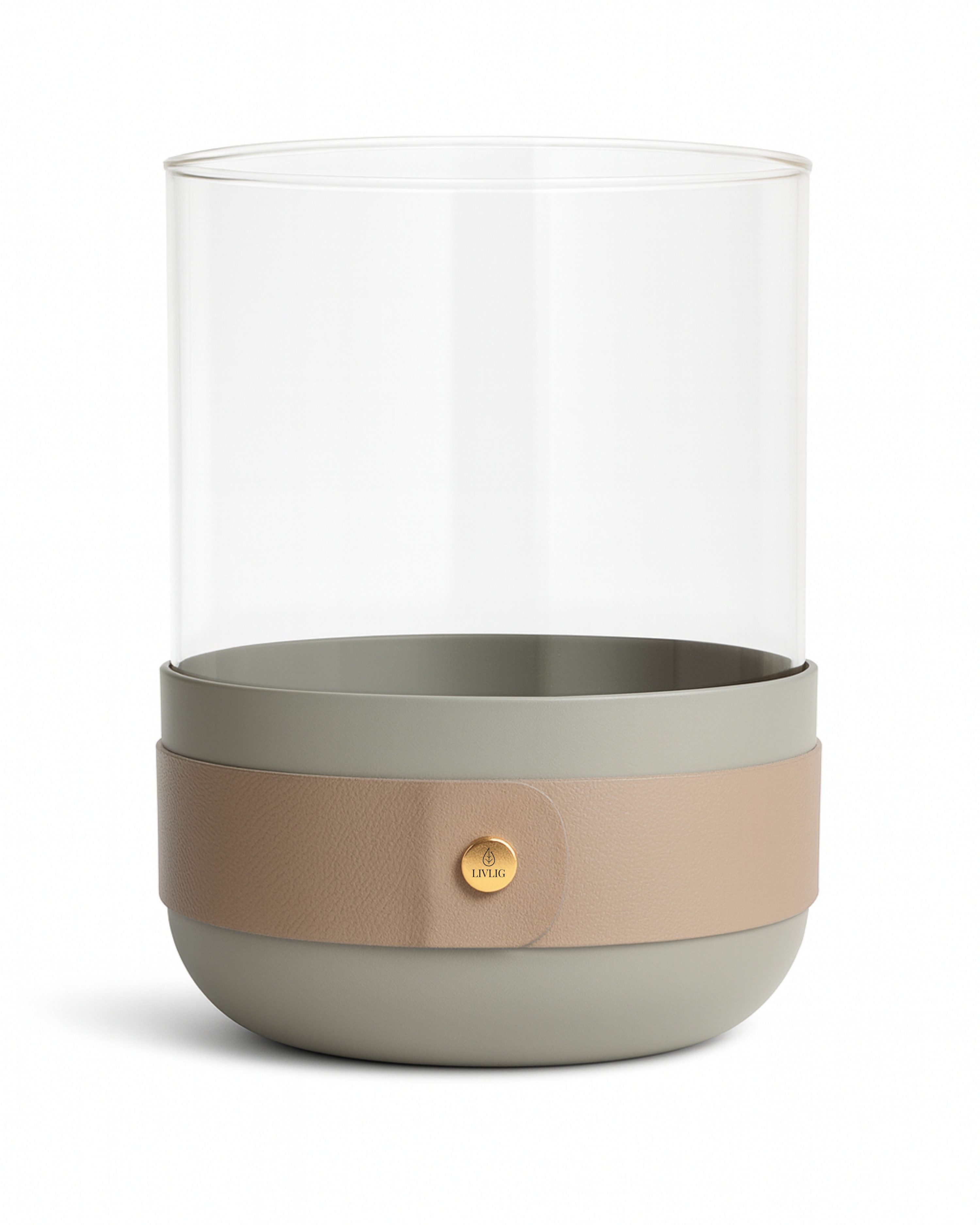 LIVLIG Windlicht Design-Windlicht aus Glas & Metall, Kerzenhalter, Kerzenglas, hochwertig, modern, warmes Licht, vielseitig, pflegeleicht