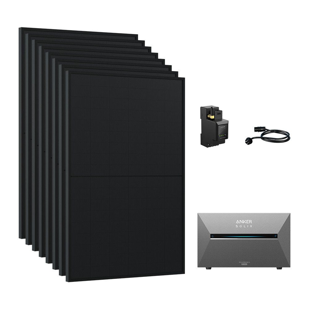 Anker Balkonkraftwerk 3640W Komplettset Solaranlage Anker SOLIX 3 E2700 Pro Speicher, (Smart Meter und 8x Astronergy 455Wp im Lieferumfang enthalten), Speicher mit integriertem Wechselrichter, All-in-One 2,668kWh Akku