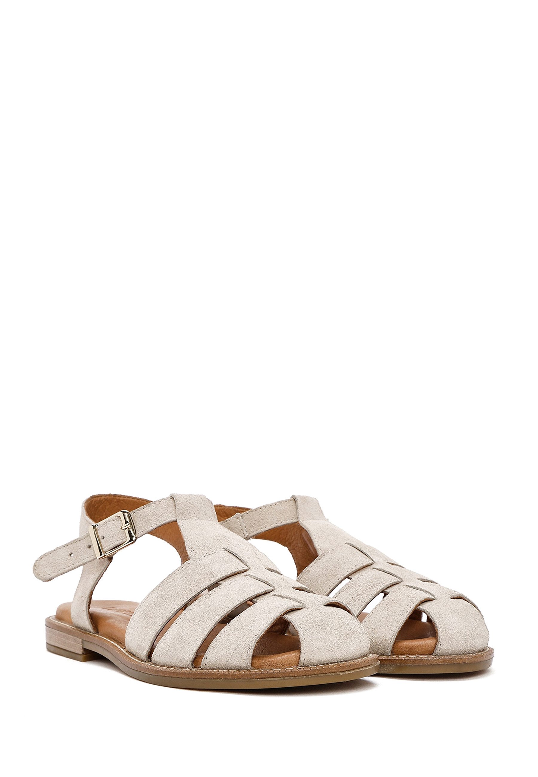 Derimod Sandalen aus Veloursleder Sandale Echtes Leder, Lederfutter, Schnallenverschluss, Riemchendesign