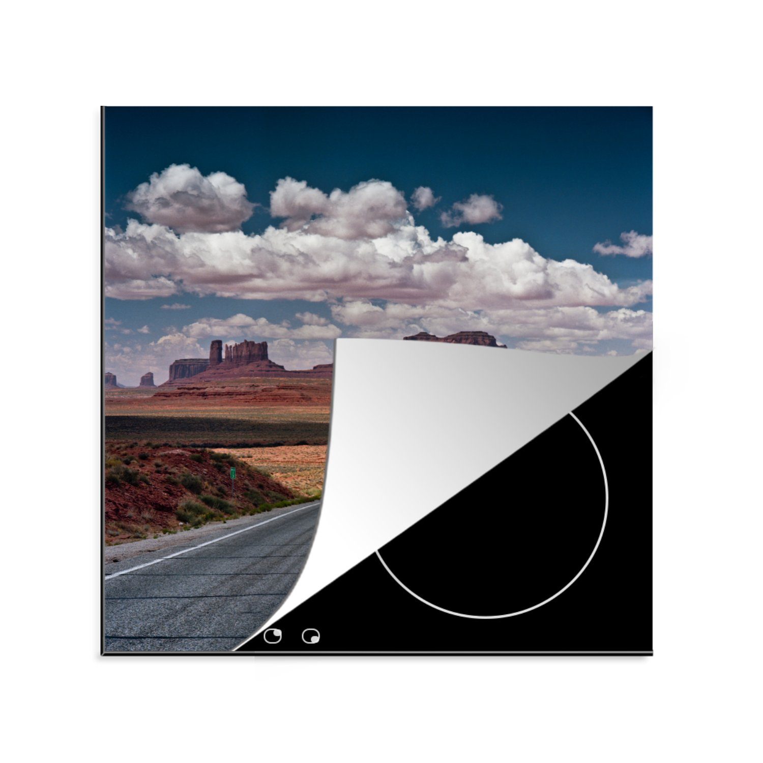 MuchoWow Herdblende-/Abdeckplatte Der Weg zum Monument Valley in Amerika, Vinyl, (1 tlg), 78x78 cm, Ceranfeldabdeckung, Arbeitsplatte für küche
