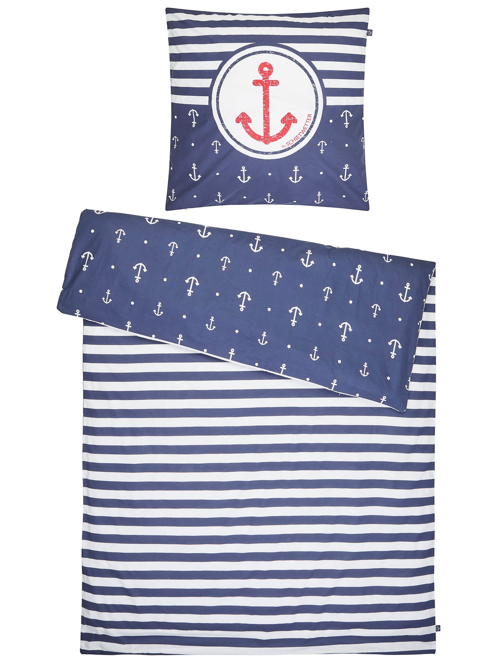 Schietwetter Bettwäsche Sonstiges Bettwäsche "Anker & Streifen" 135x200, St günstig online kaufen