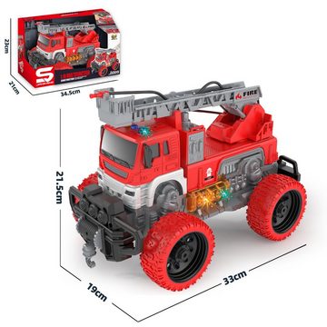 Esun Spielzeug-Feuerwehr Feuerwehrauto Feuerwehr Spielzeug ab 2 3 4 Jahre, mit Wasserspritze, (Set, Komplettset), Feuerwehr Auto Kinder mit Licht & Sound, 1:16