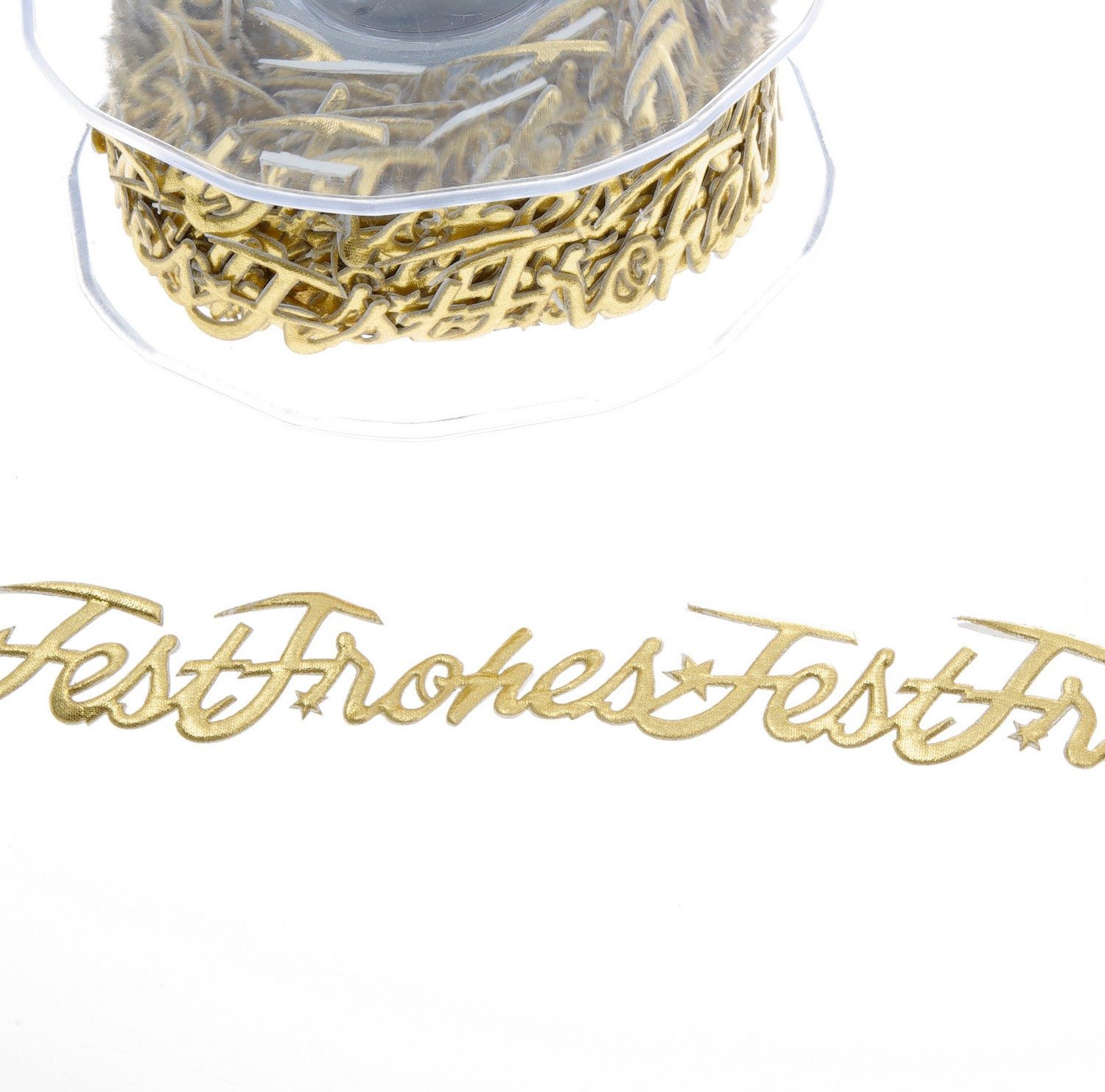 Deko AS Bastelband Selbstklebende Bordüre „Frohes Fest“ - Gold - 22 mm × 9,1 m, SeKleBo®, selbstklebend