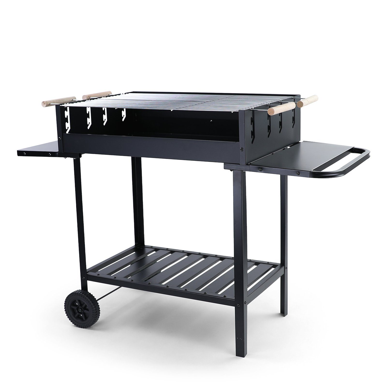 RAMROXX Holzkohlegrill RAMROXX® BBQ Holzkohle Grillwagen Grill RX890 Schwarz XXL 126x52cm