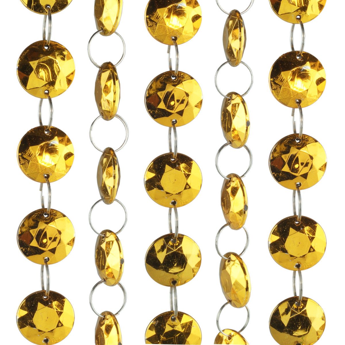 Goodymax Hängedekoration Kristallgirlande aus Kunststoff Diamanten Dekokette (1 Meter), Gold Golddeko Dekoration Goldkette Goldene Tischdeko