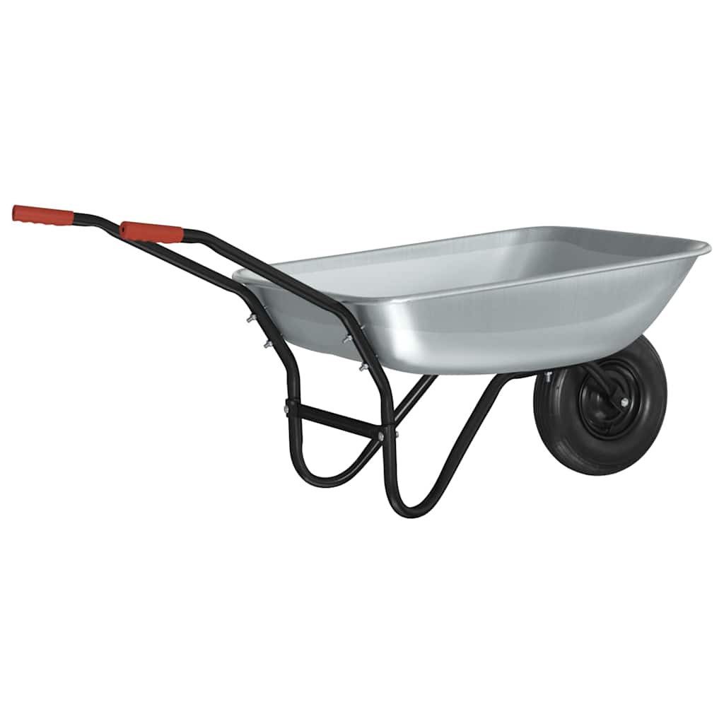 Schubkarre 133 x 62,5 x 58 cm Gartenkarre Schubkarre Silber und Schwarz 133x62,5x