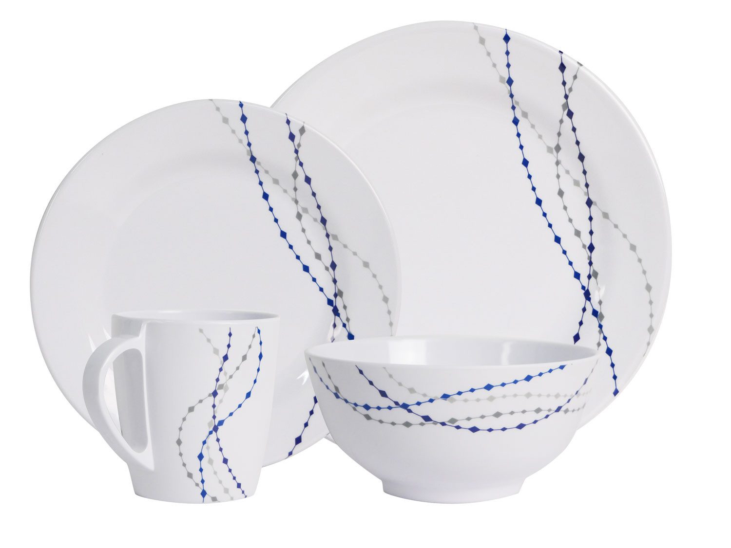 HEKERS Geschirr-Set 100% Melamin Geschirr (4-24 teilig) Line elfen/blau (rund) (4-tlg)