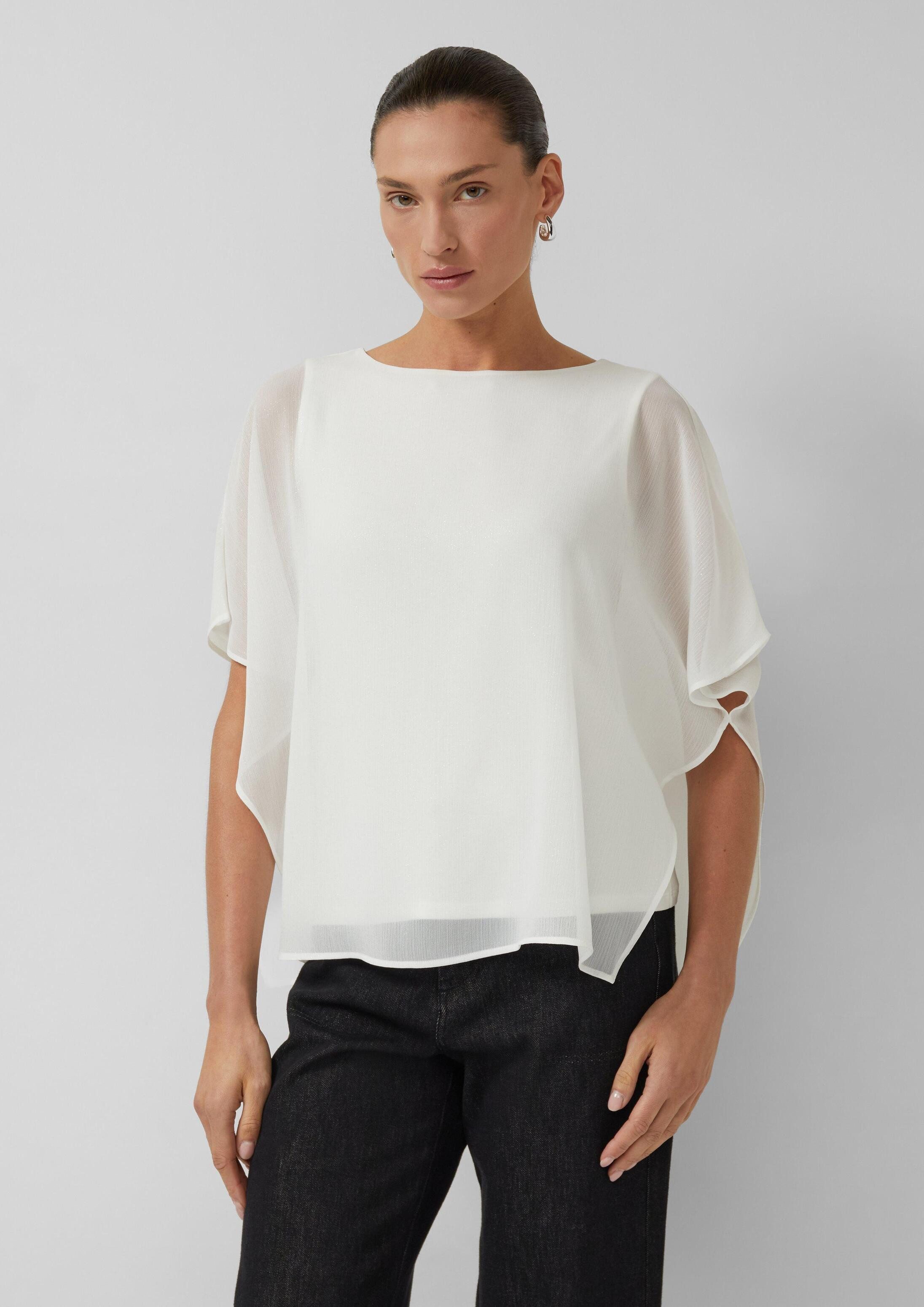 s.Oliver Kurzarmshirt T-Shirt Chiffon-Shirt im Relaxed Fit mit Jersey-Top