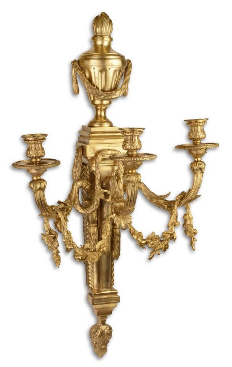 Casa Padrino Wandkerzenhalter Barock Wandkerzenhalter Gold 45 x 29,5 x H. 78 cm - Edel & Prunkvoll