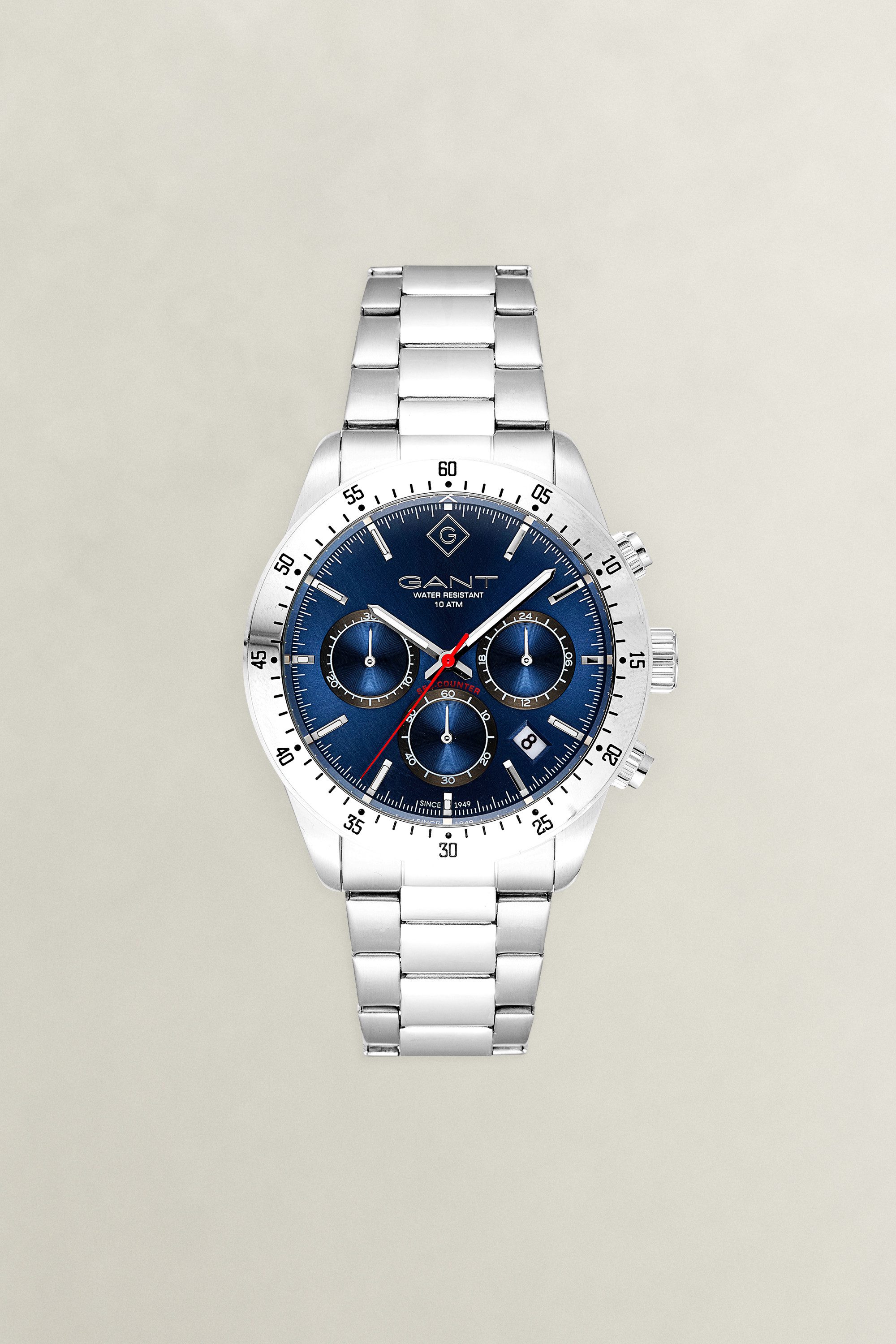 Gant Chronograph Greenfield G202003, Quarzuhr, Armbanduhr, Herrenuhr, Edelstahlarmband, analog, Tag