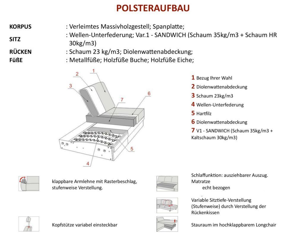 mit Boca 262x179 Bettkasten Natur24 Blau Ecksofa Sofa Sofa Schlaffunktion,