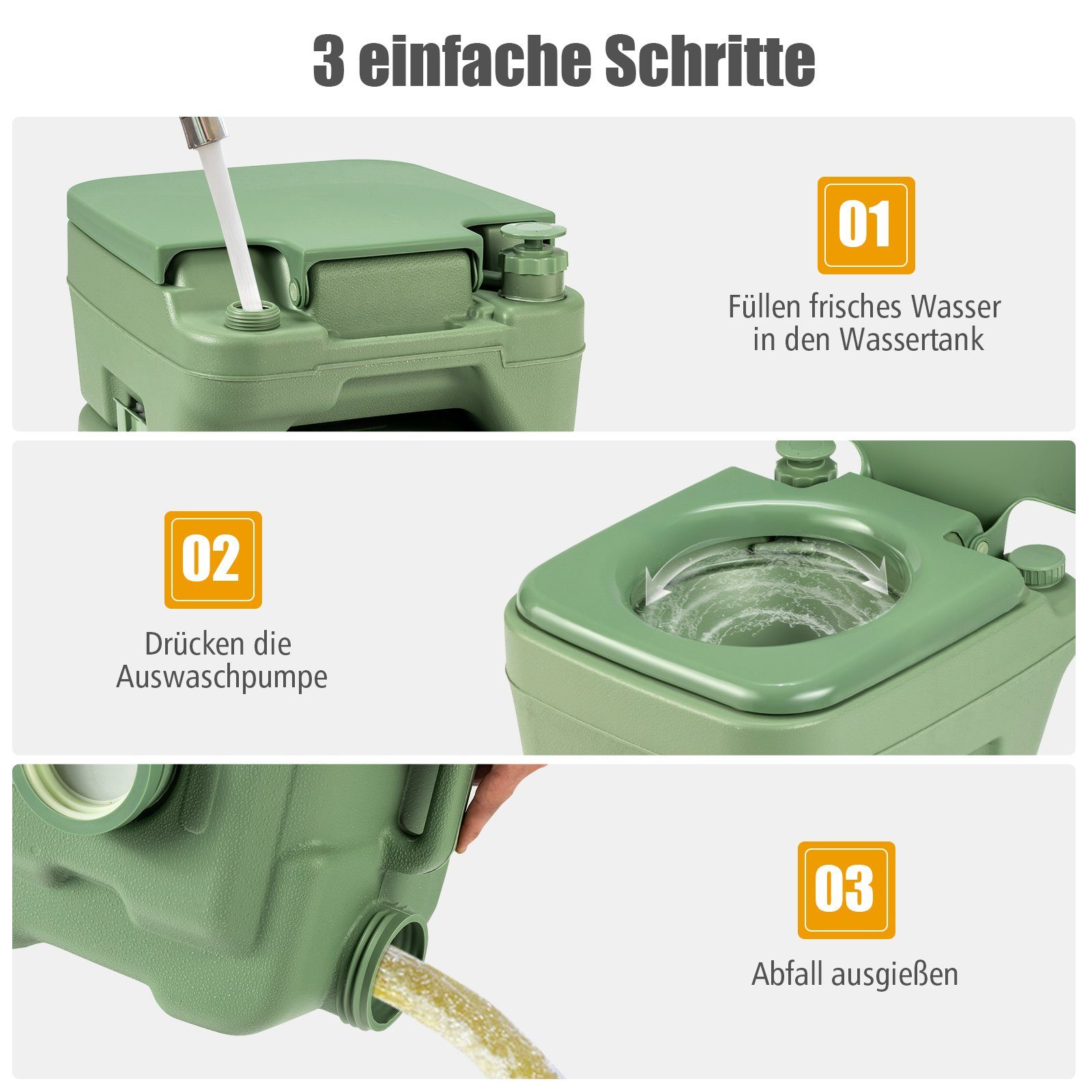 DARTMOOR Campingtoilette 20L 12L Tank Tragbare Chem Produktbild-Vorschau 3