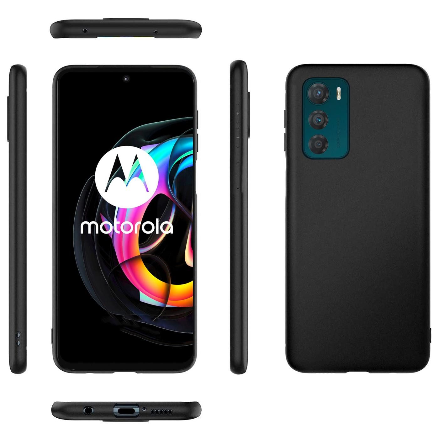 CoolGadget Handyhülle Schwarz als 2in1 Schutz Cover Set für das Motorola Moto G42 6,4 Zoll, 2x 9H Glas Display Schutz Folie + 1x TPU Case Hülle für Moto G42