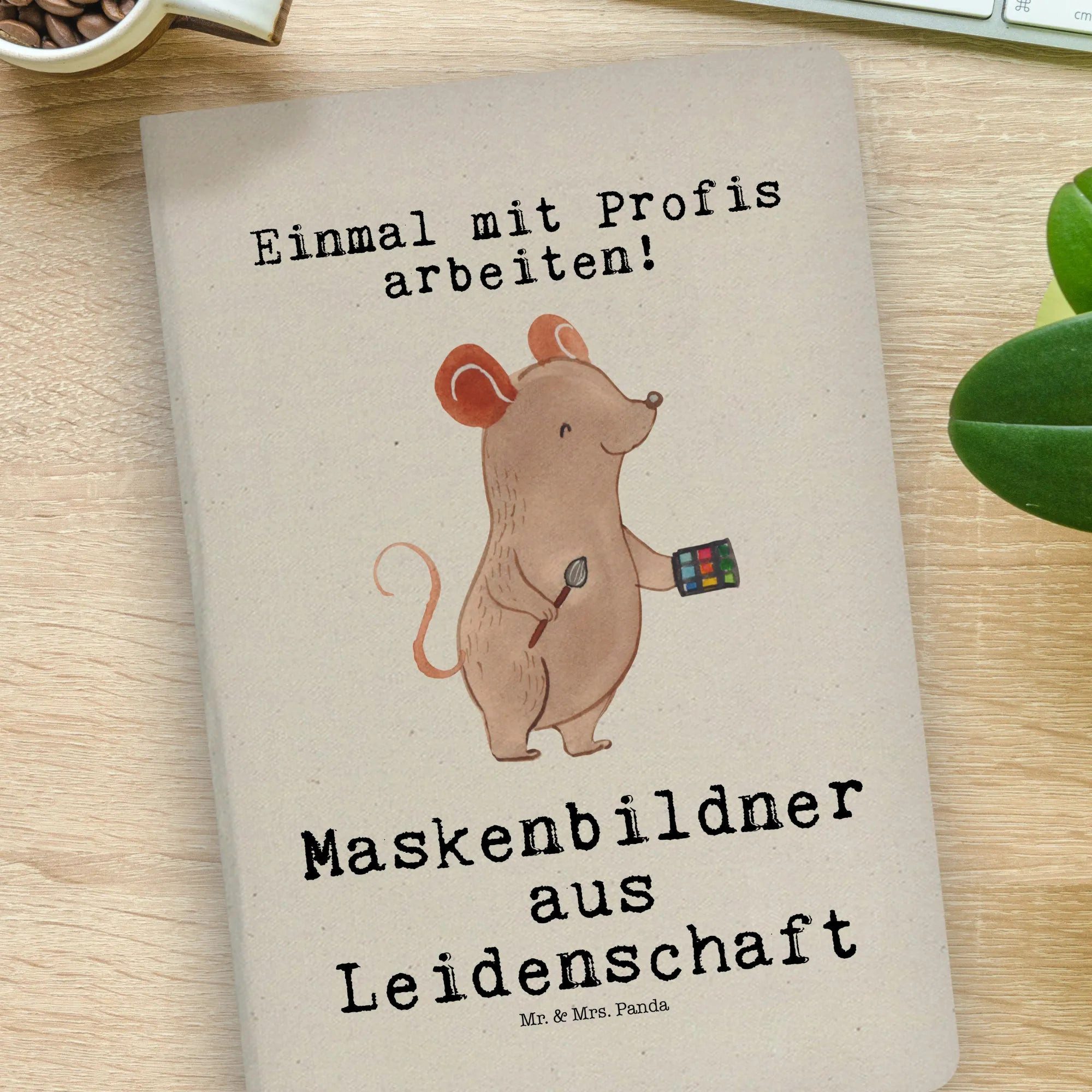 Thumbnail - Mr. & Mrs. Panda Notizbuch Maskenbildner Leidenschaft - Transparent - Geschenk, DIN A4 Notizbuch Mr. & Mrs. Panda, Bezau...