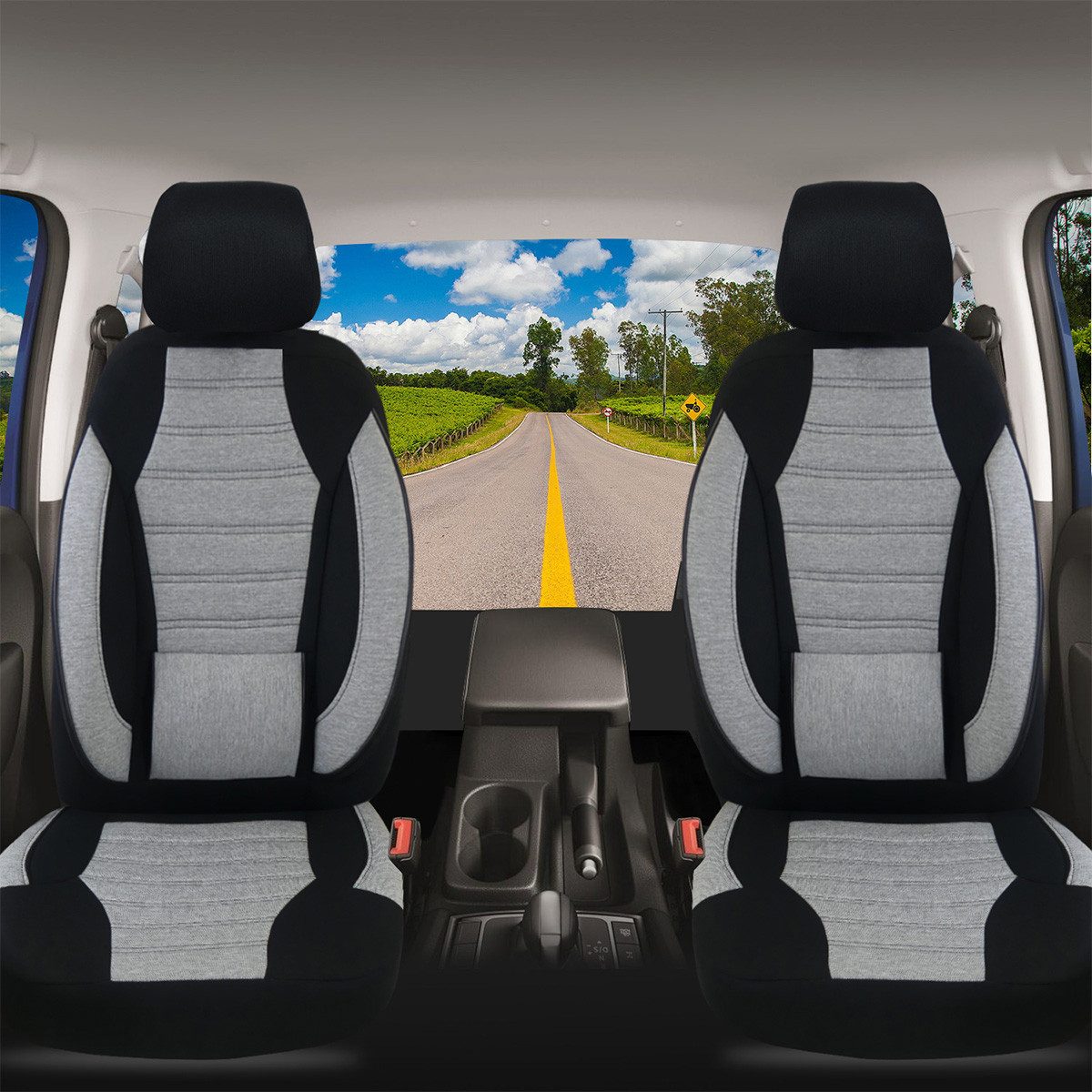 BREMER SITZBEZÜGE Autositzbezug für Skoda Octavia 2 Typ 1Z Bj 2004-13 (KT101), Set, Schonbezüge Sitzbezüge Fahrer und Beifahrer, in Schwarz/Grau