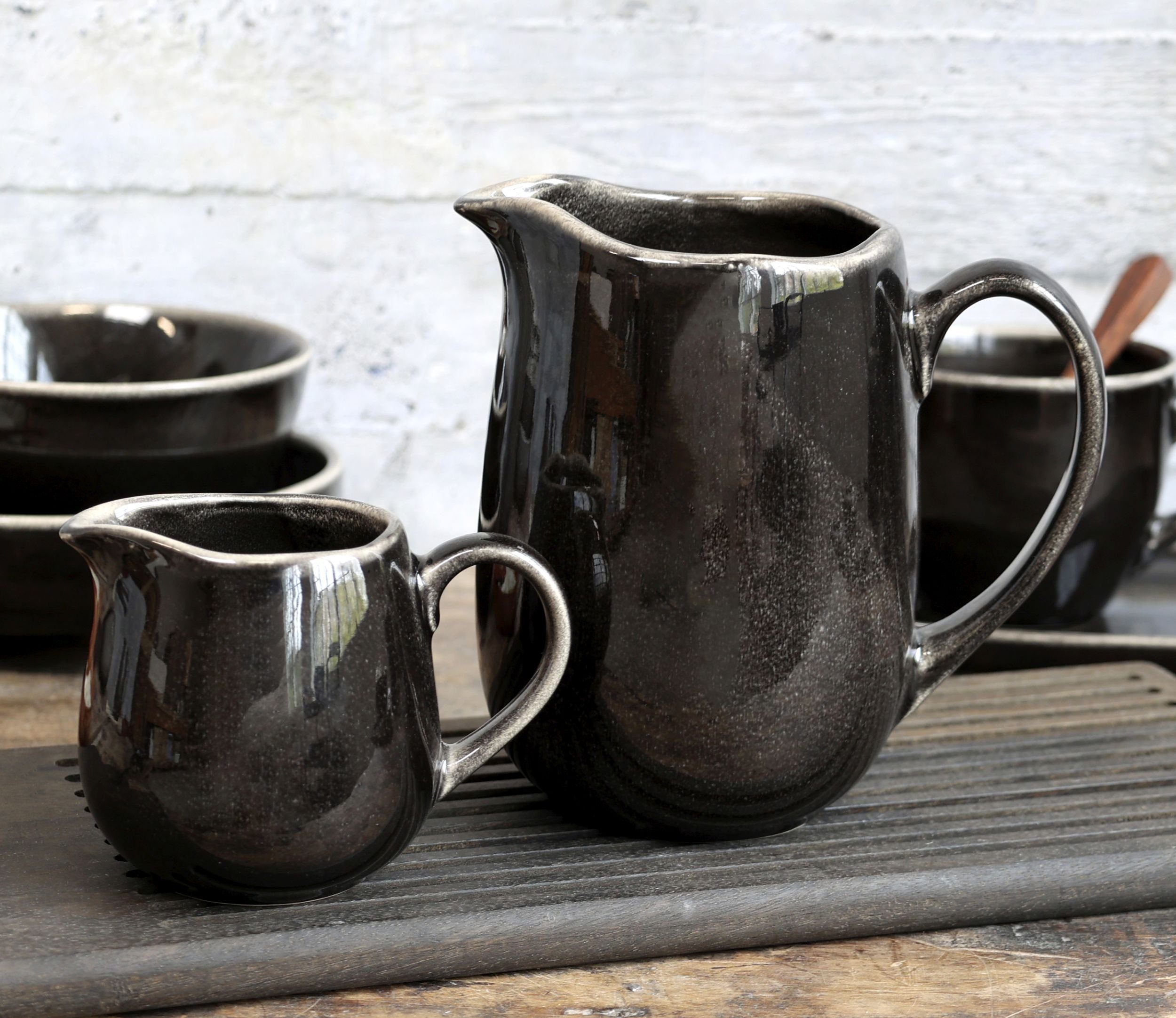 Chic Antique Kanne Kanne Krug Karaffe Calais 1 Liter Steingut Schwarz Chic Antique