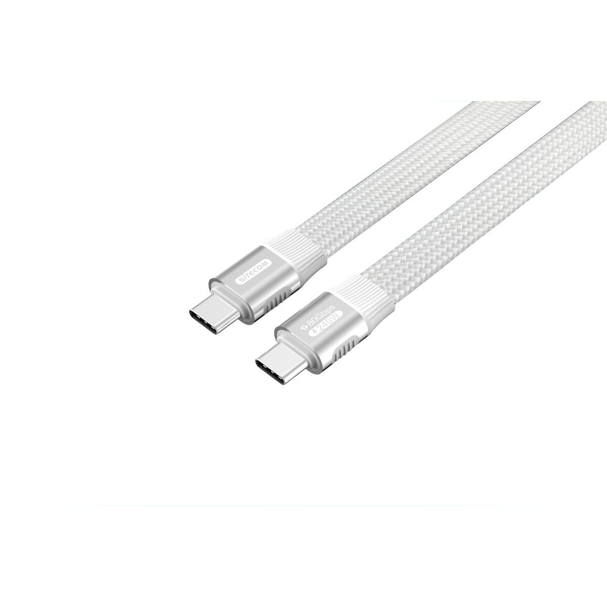 Sitecom USB C auf USB C Kabel 80 Gbit/s USB4 Power Delivery 240W Weiß 100 cm USB-Kabel, (100 cm)