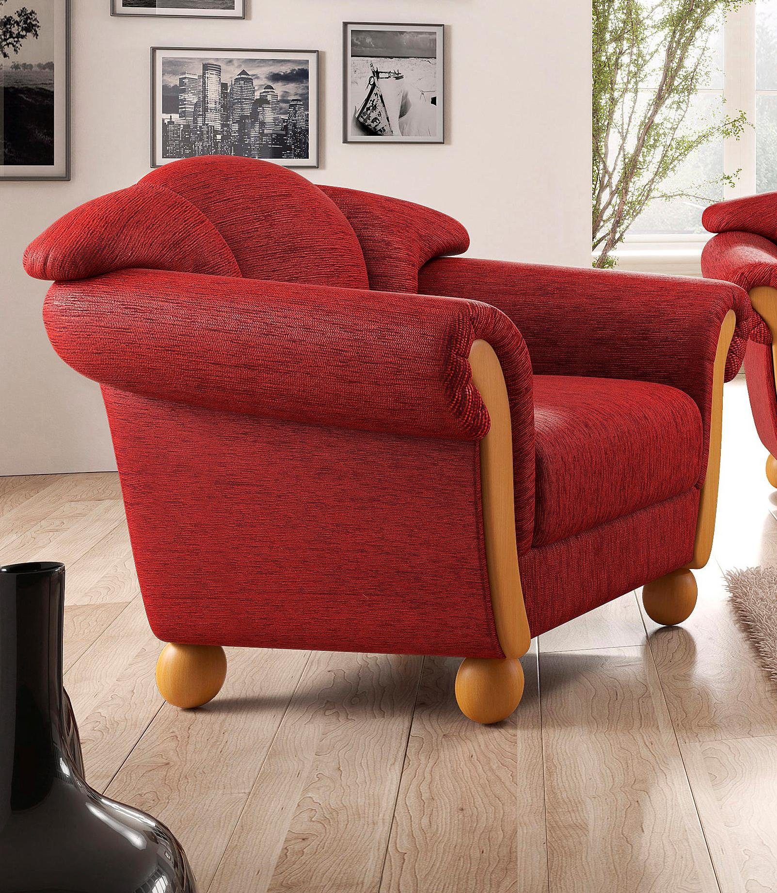 Home affaire Sessel Milano, bequemer Loungesessel, Landhaus-Stil, Holz-Chat günstig online kaufen