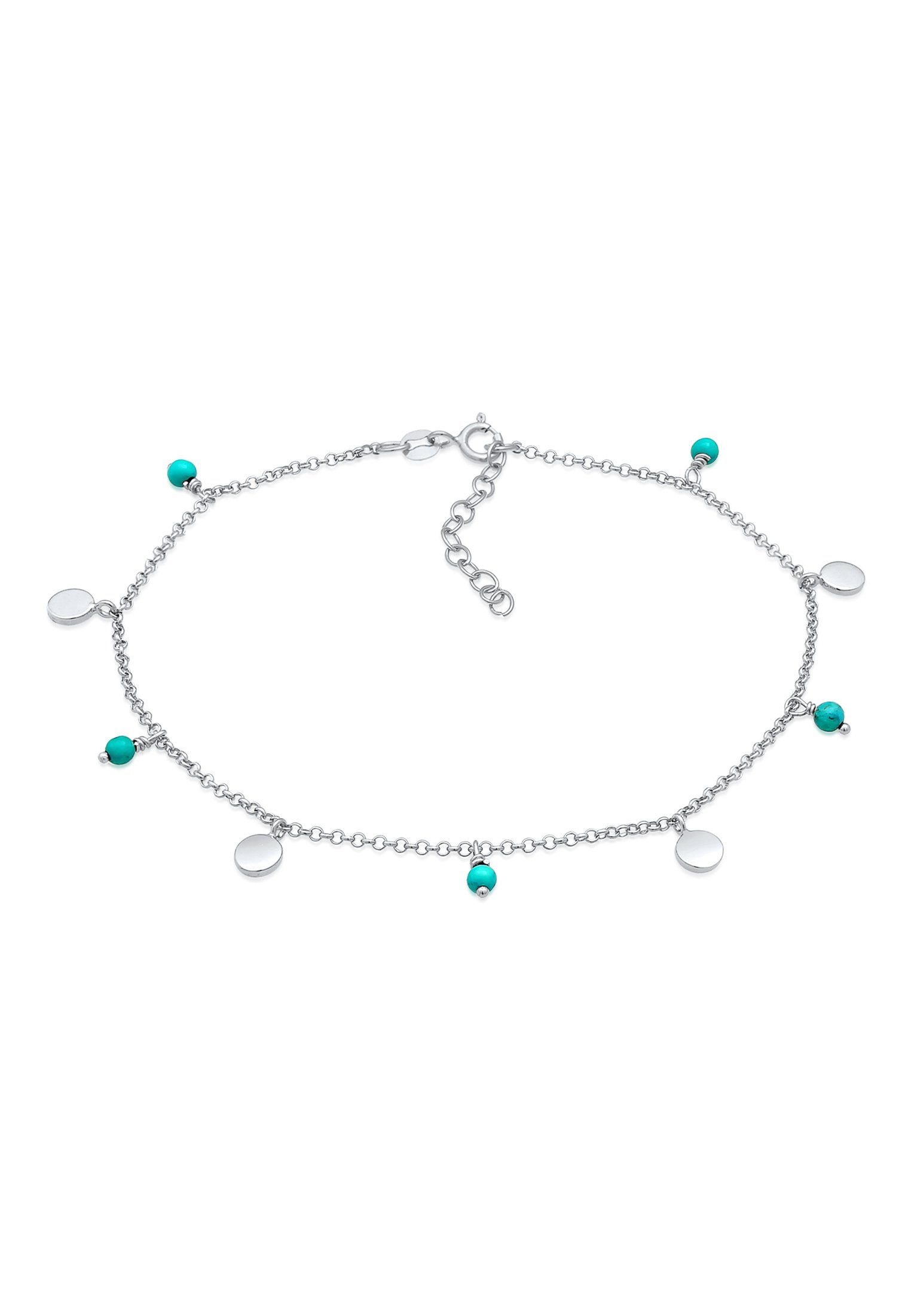 Elli Fußkette Erbskette Plättchen Howlith Türkis 925er Silber, Geo