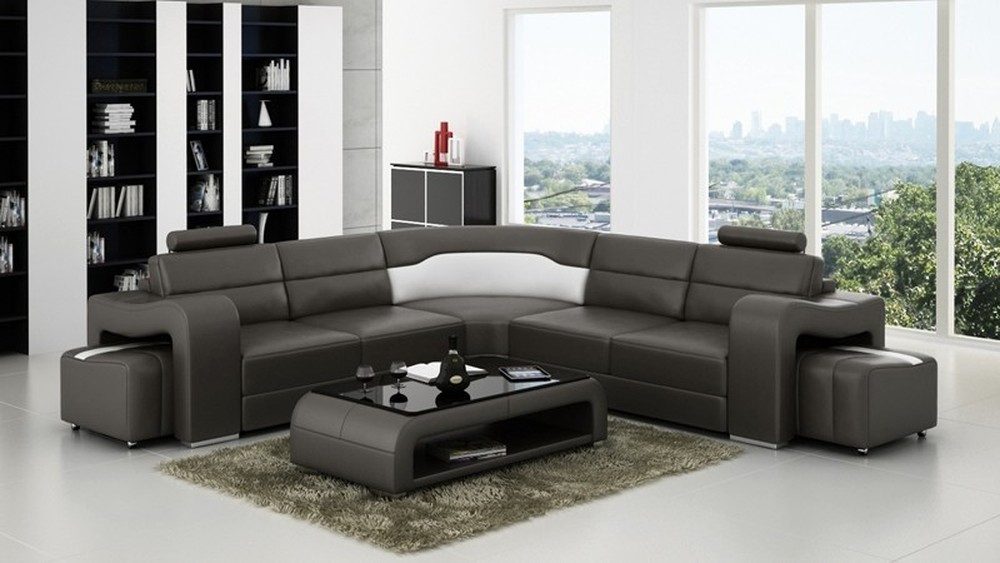 Ecksofa Moderne Eckcouch aus Leder – Bequeme Polsterwohnlandschaft