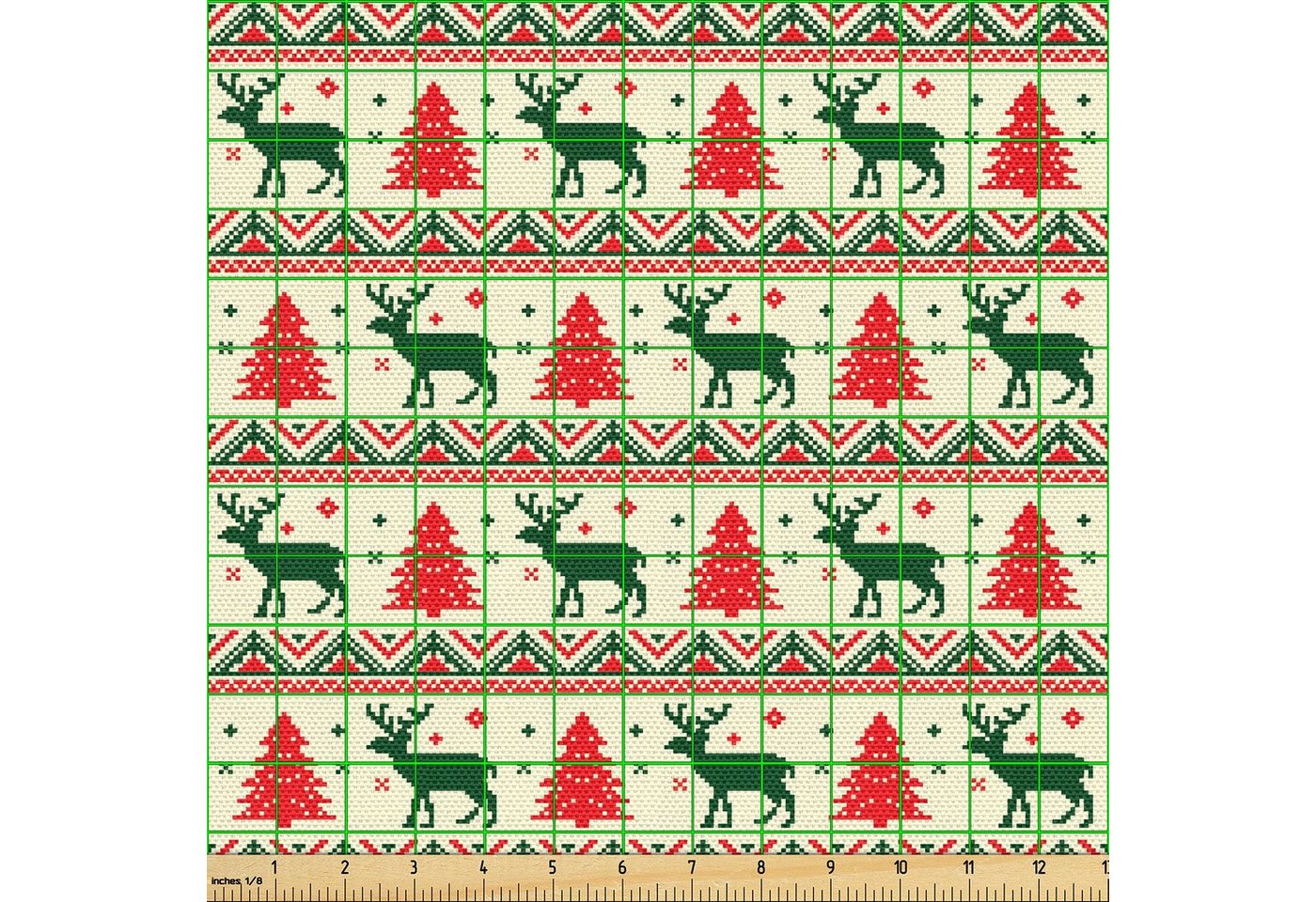 Thumbnail - Abakuhaus Stoff Schön Gewebten Stoff für Polster und Wohnaccessoires, nordisch Pixel Art Weihnachten