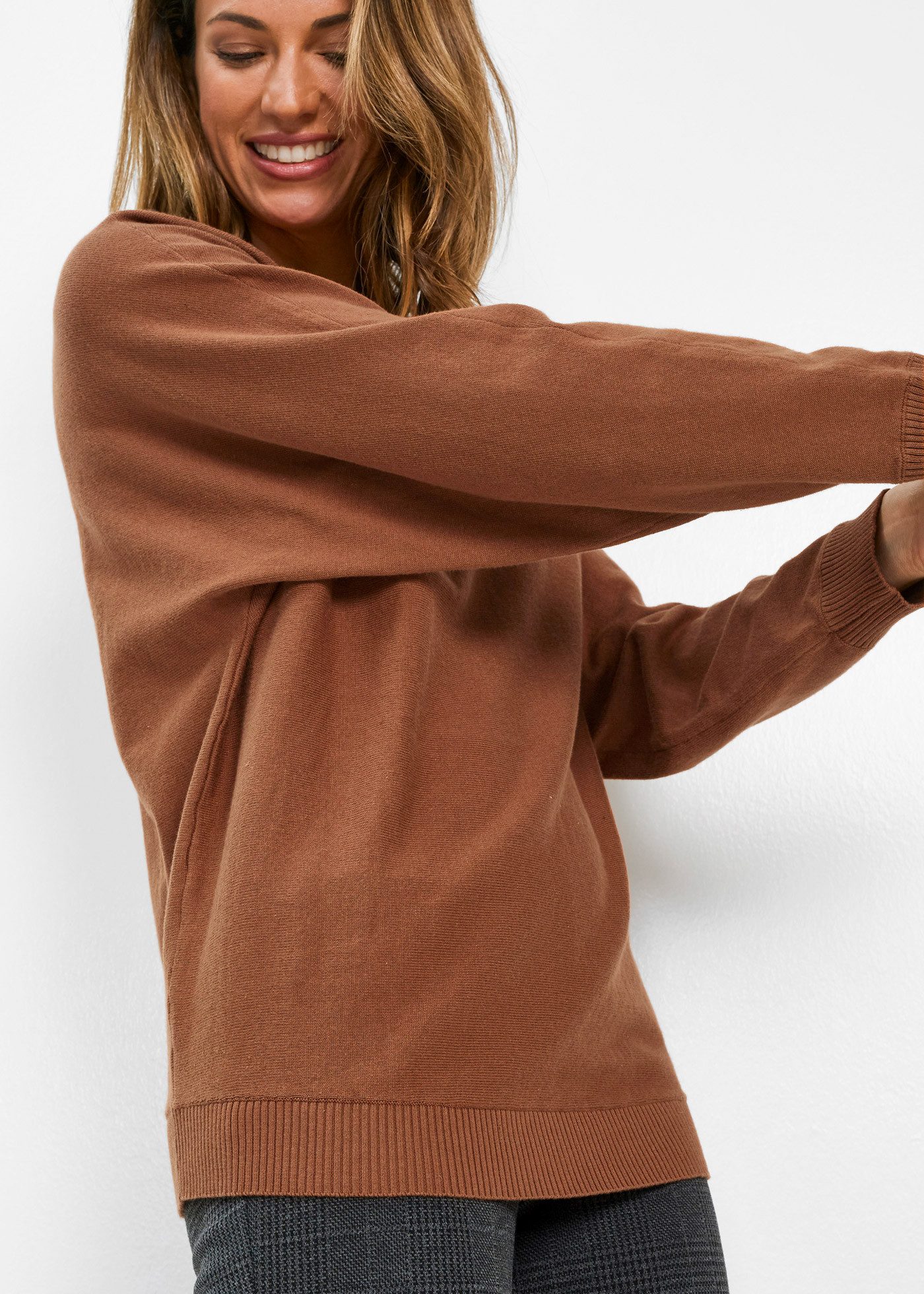 bonprix Strickpullover Pullover mit Fledermausärmeln günstig online kaufen