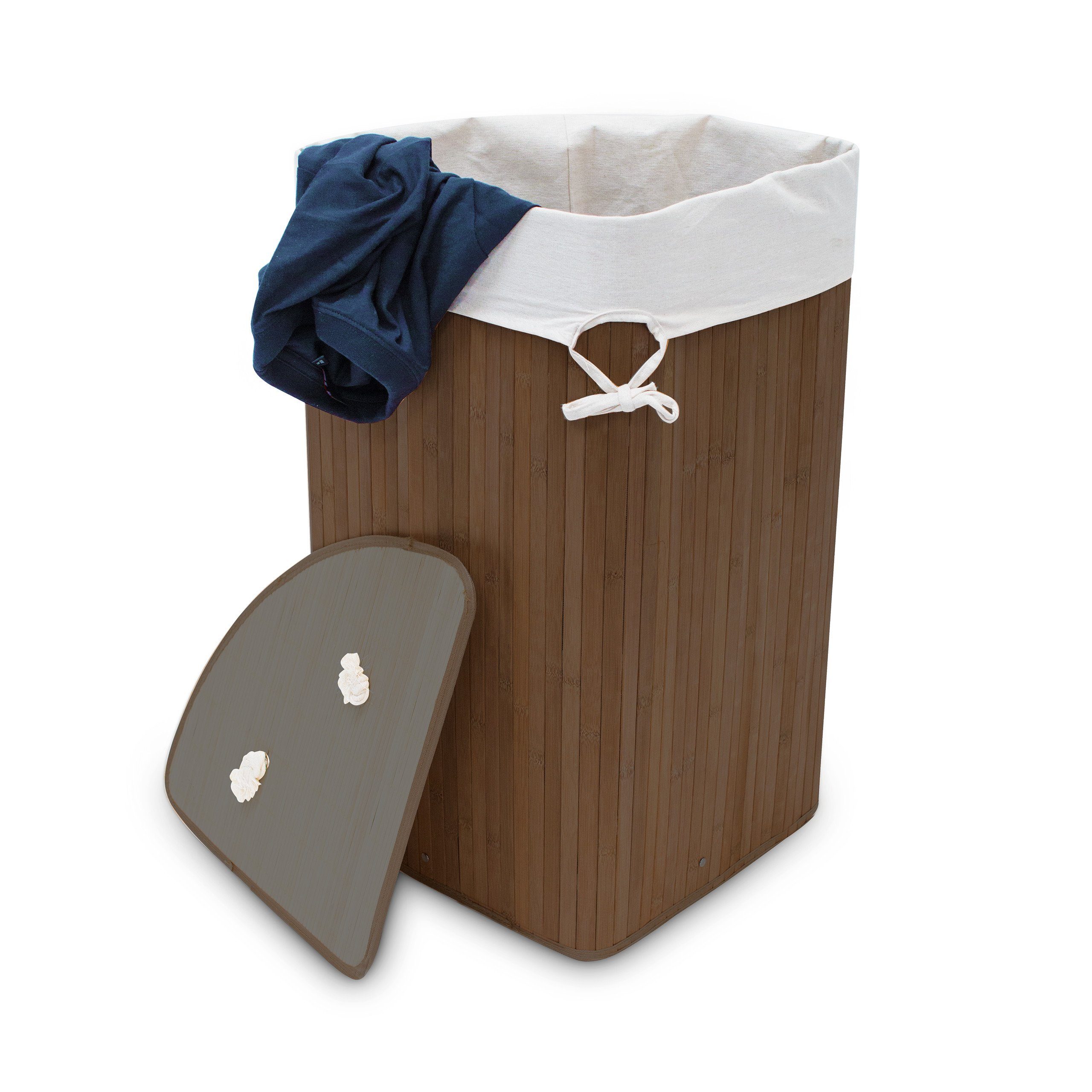 relaxdays Wäschekorb Eckwäschekorb Bambus, Braun günstig online kaufen