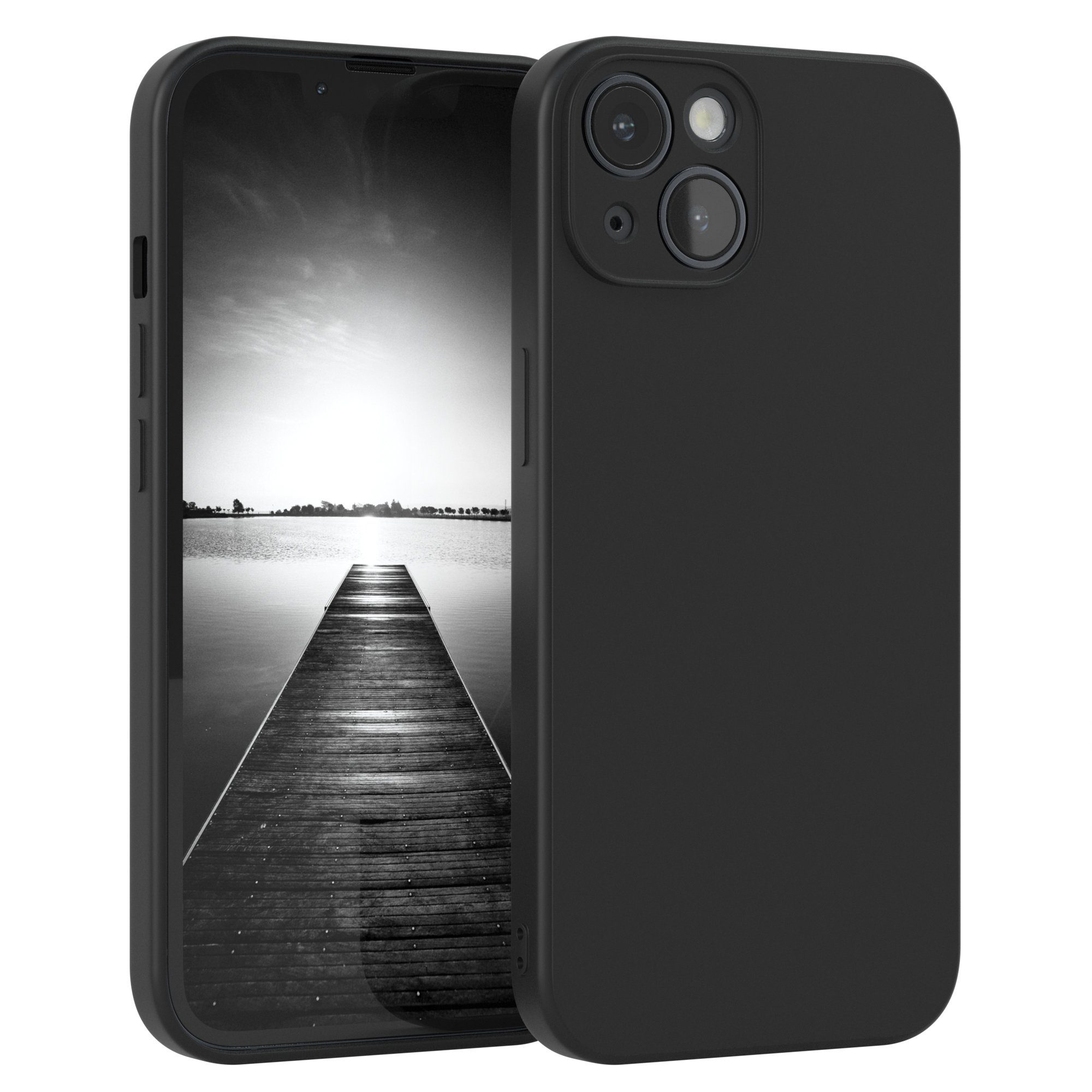 EAZY CASE Handyhülle TPU Hülle für Apple iPhone 14 6,1 Zoll, Silikon Schutzhülle mit Kameraschutz kratzfest Back Cover Etui Schwarz