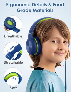 Nabevi mit Kabel, 85/94dB Lautstärkegrenze, HD-Ton Kinder-Kopfhörer (Tauchen Sie ein in die digitale Welt mit unseren innovativen Lösungen., Sharing-Funktion, Over-Ear Verstellbare Faltbare mit Mikrofon)