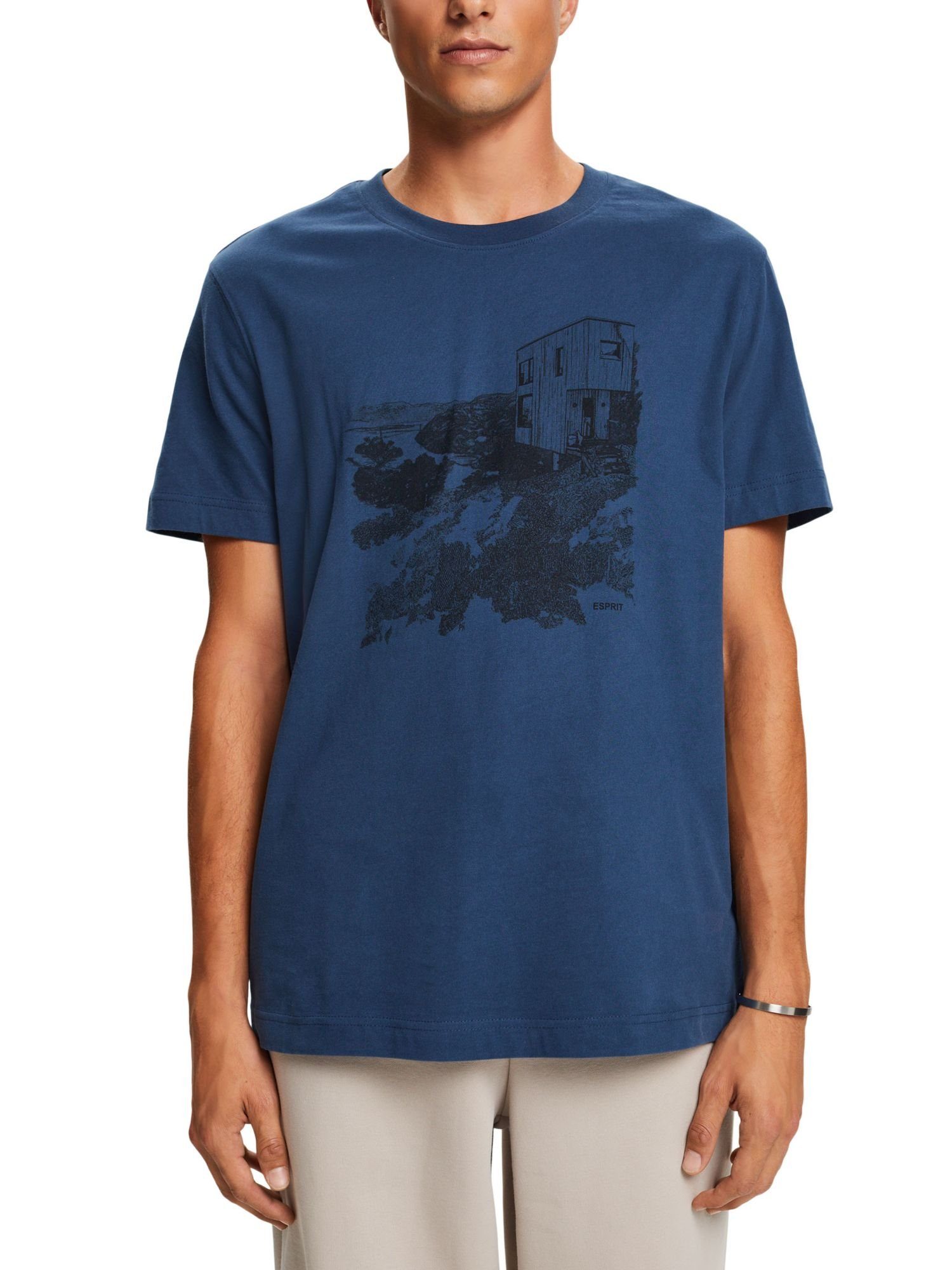Esprit T-Shirt T-Shirt mit Grafikprint (1-tlg) BLUE