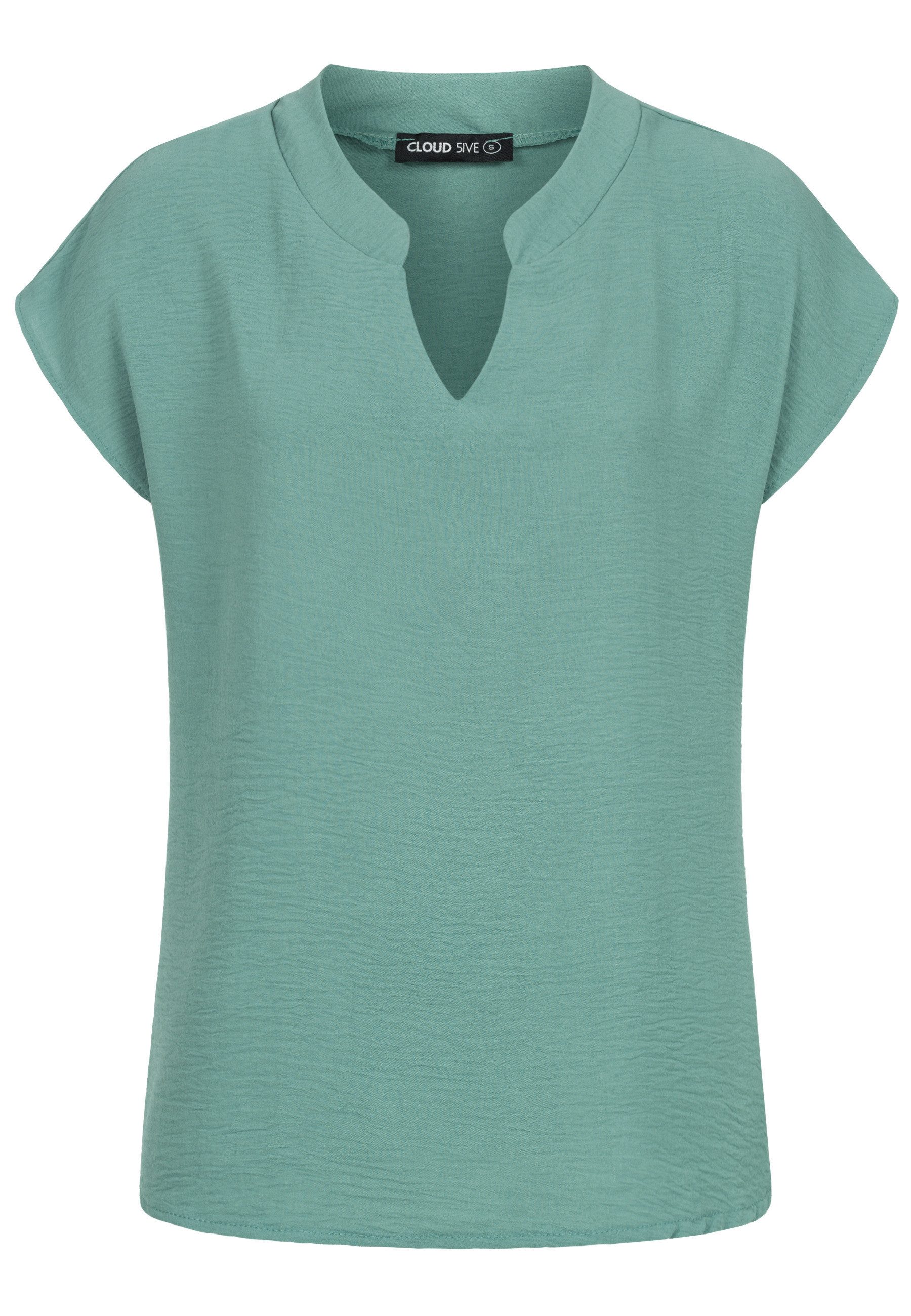 CLOUD 5IVE Klassische Bluse CLOUD 5IVE Musselin Bluse mit V-Ausschnitt