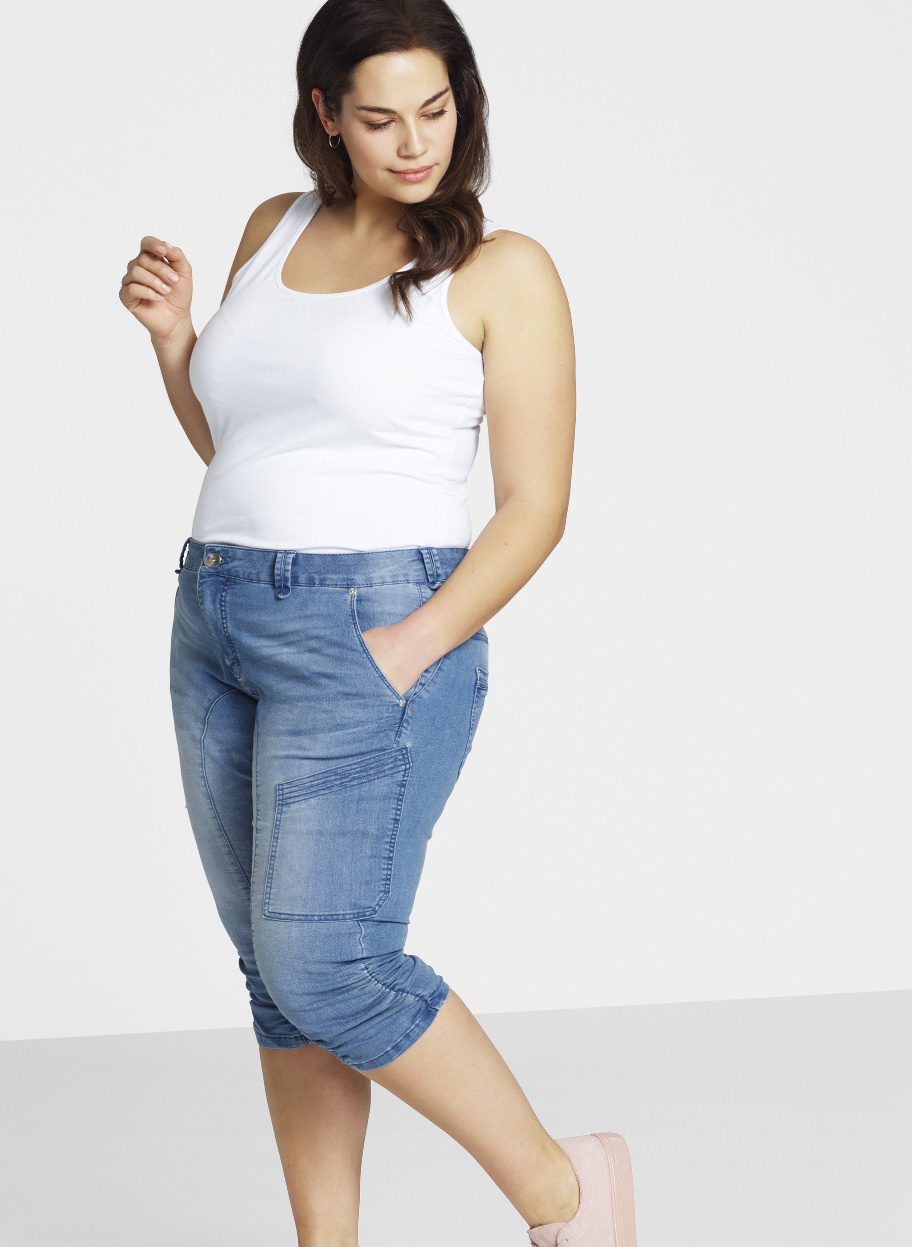 Zizzi 3/4-Jeans Damen Große Größen Capri Jeans 3/4 Caprihose mit Stretch  online kaufen | OTTO