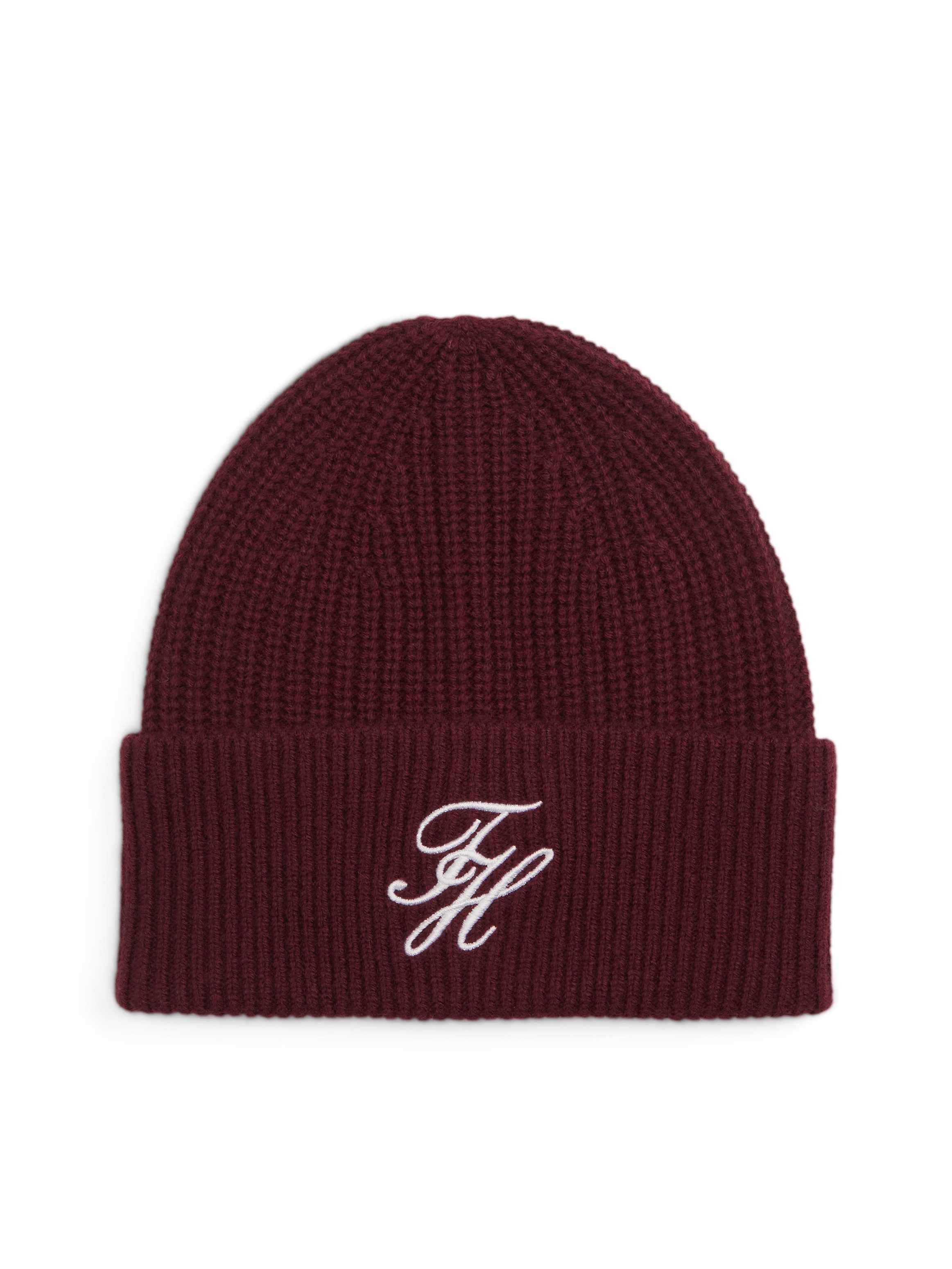 Tommy Hilfiger Beanie TOMMY SCRIPT CASHMERE aus Kaschmirmix mit gesticktem Logo, Maße 21 x 24,5 cm