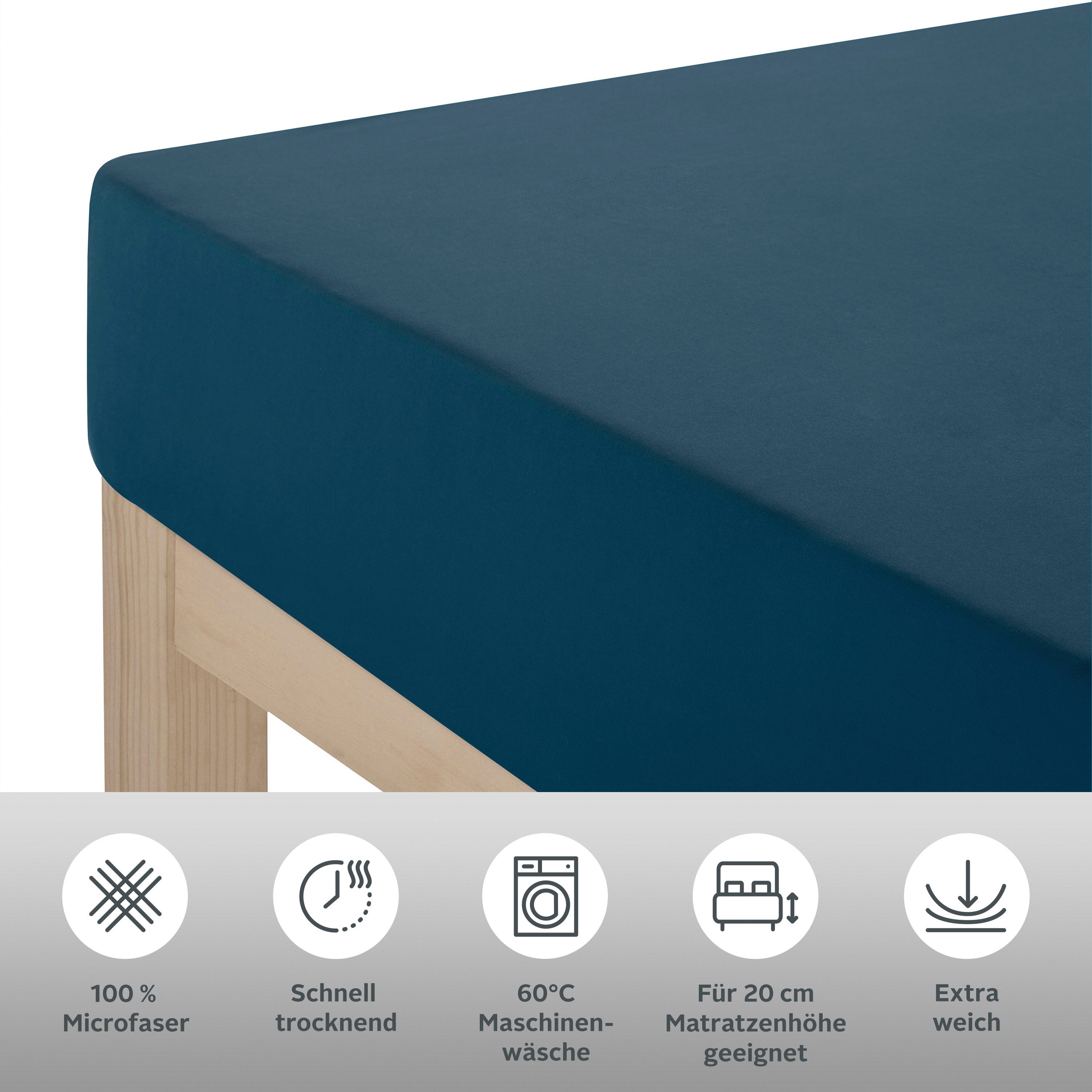 OTTO home Spannbettlaken Desner, Microfaser, Gummizug: rundum, (1 Stück), Mikrofaser, für Matratzen bis 20cm Höhe, 100% Polyester, Bettlaken – Bild 2 von 5