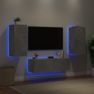 vidaXL TV-Schrank 3-tlg. TV-Wohnwand mit LED-Leuchten Betongrau (1-St)