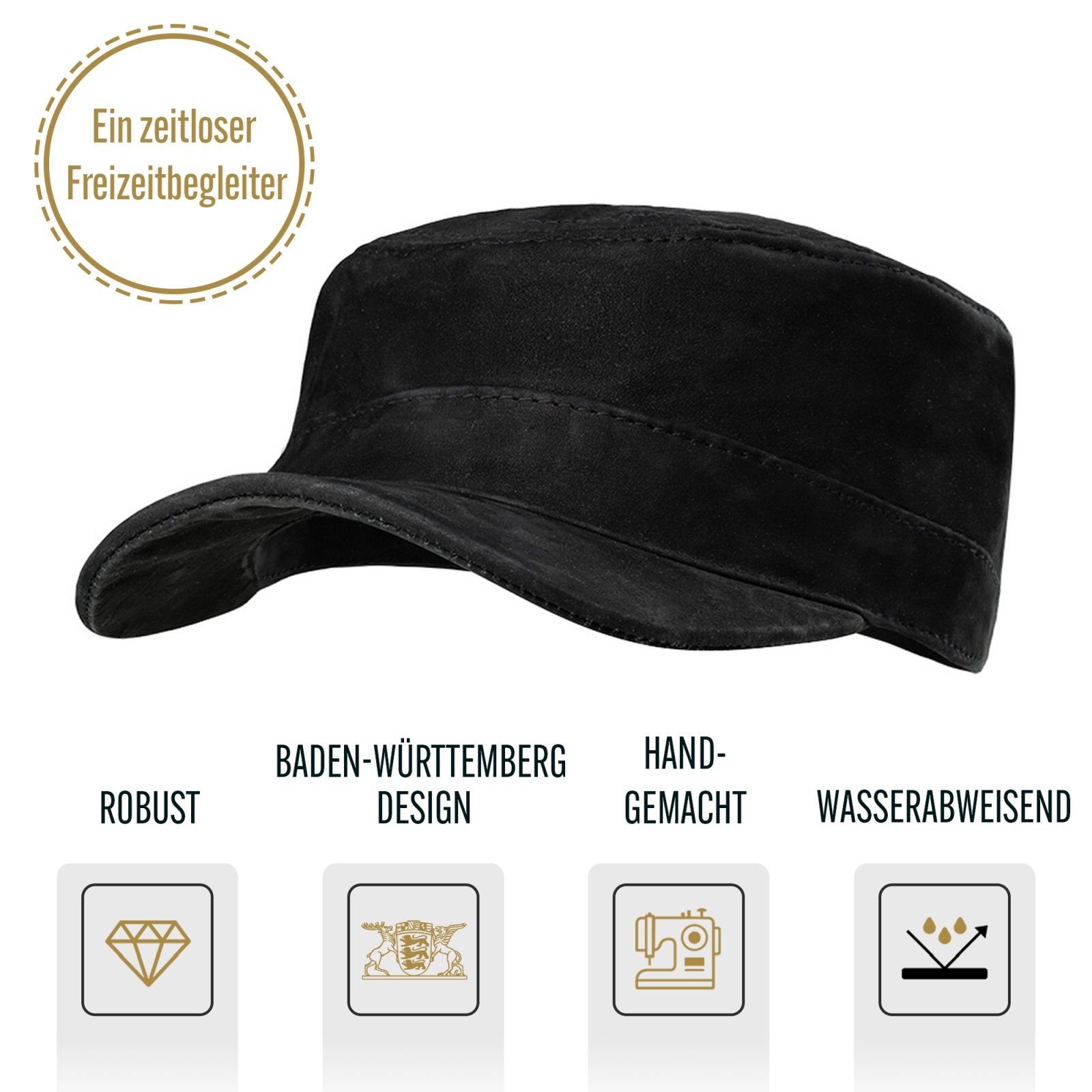 BLACK FOREST FOX Cowboyhut Herren Leder CUBA Cap Hut Schirmmütze in versch. Farben & Leder Black