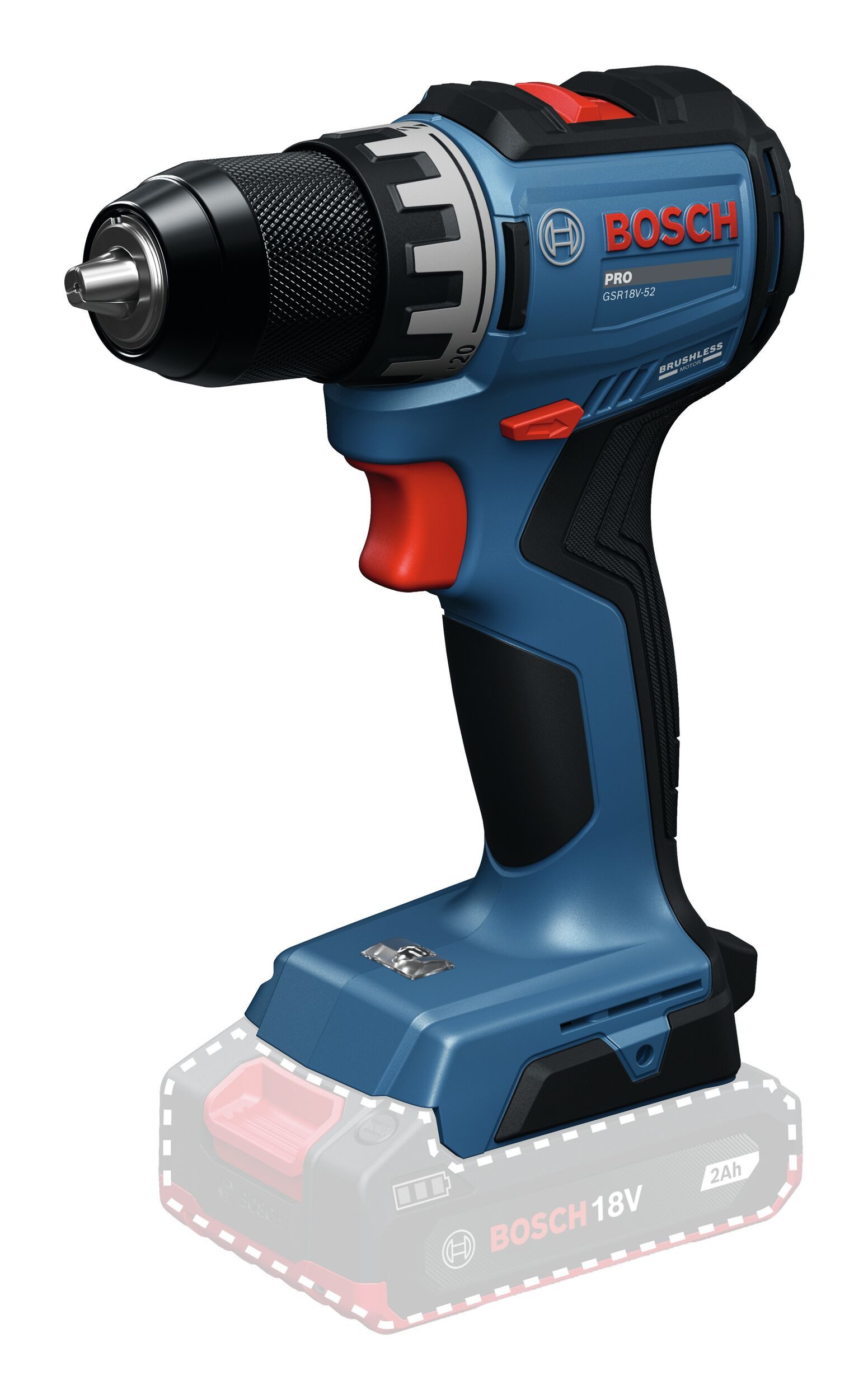 BOSCH Akku-Bohrschrauber GSR 18V-52, 18 V, Mit 2x Akku 2 Ah/4 Ah - in L-BOXX 136