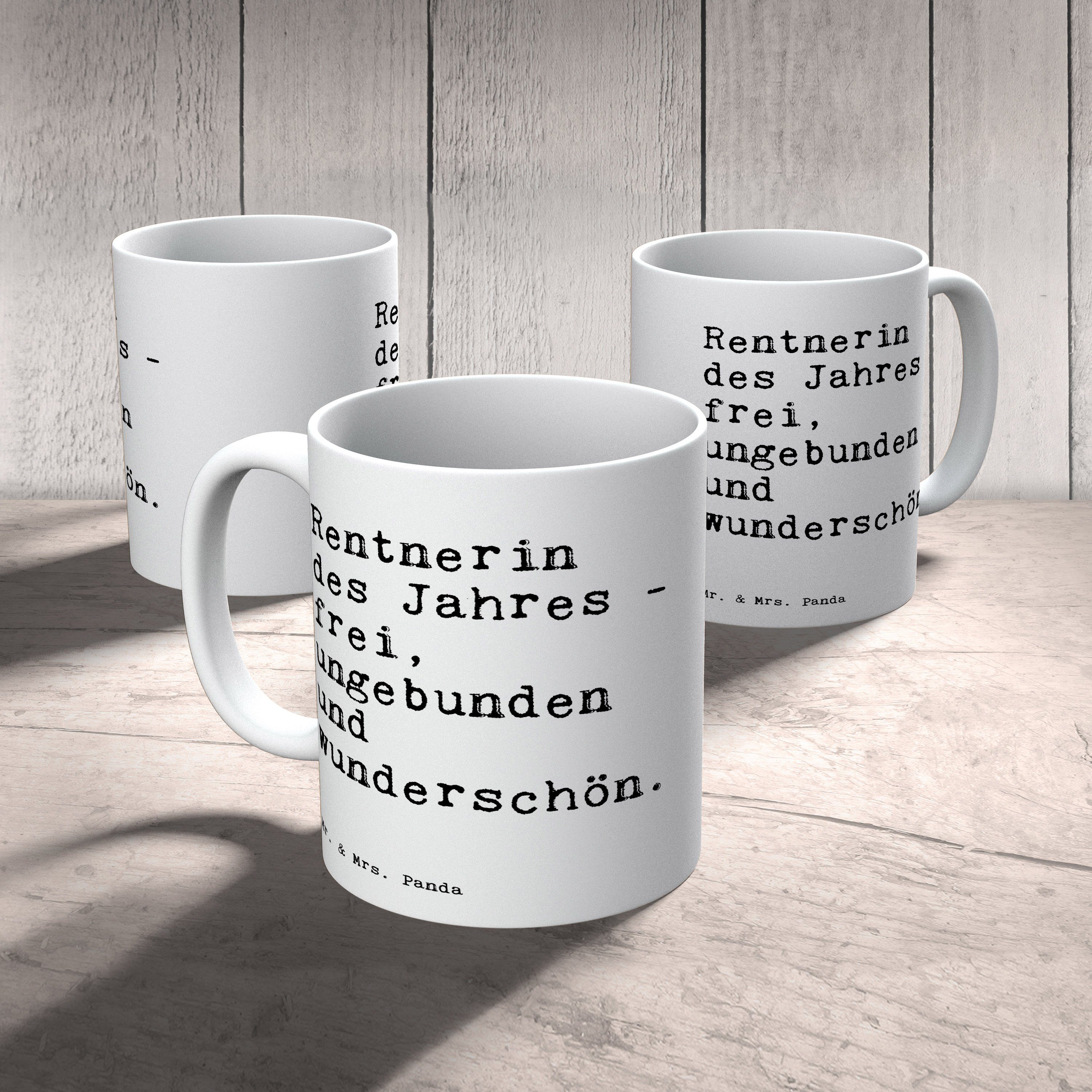 Keramik lustig, Mrs. & - Weiß Rentnerin Spr, Panda - Geschenk, Jahres Kaffeetasse, -... Tasse Mr. des