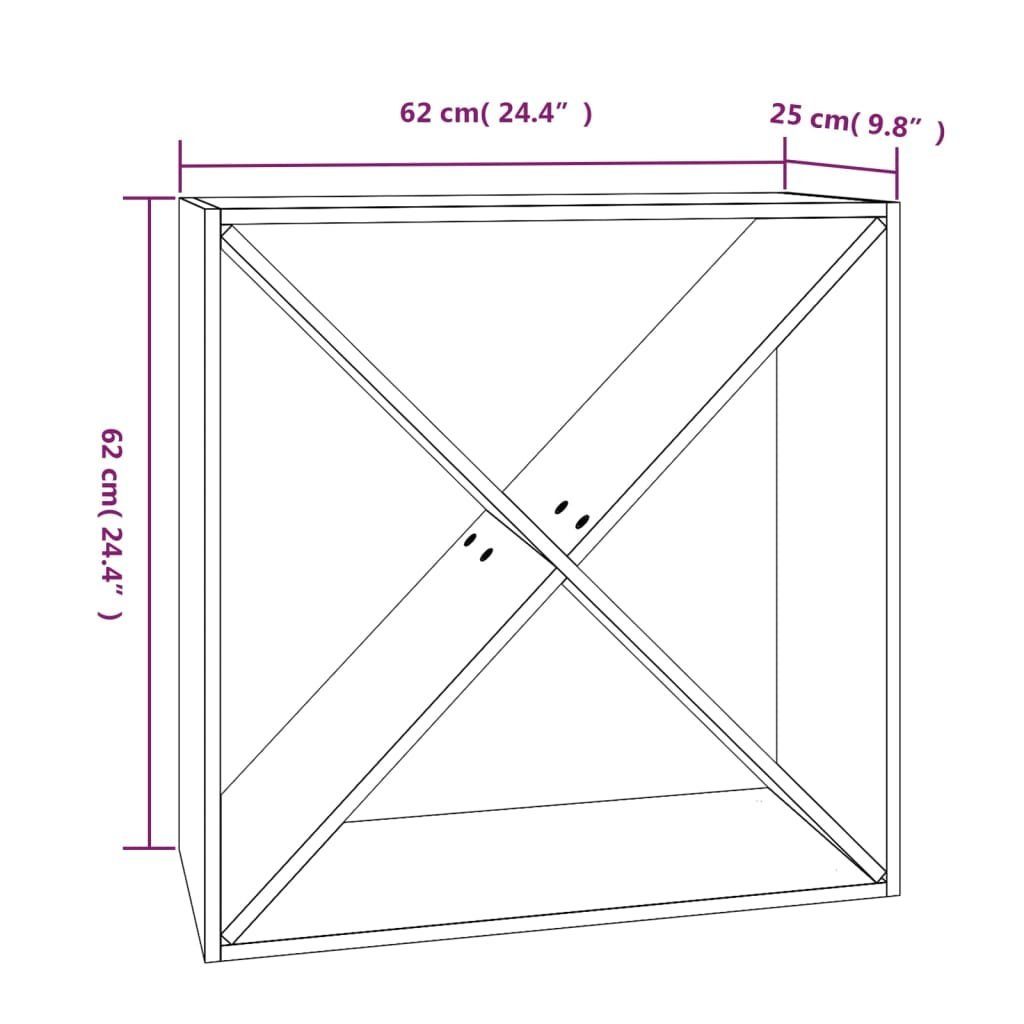 62x25x62 Massivholz Weinregal (1-St) Kiefer vidaXL Schwarz Barschrank cm