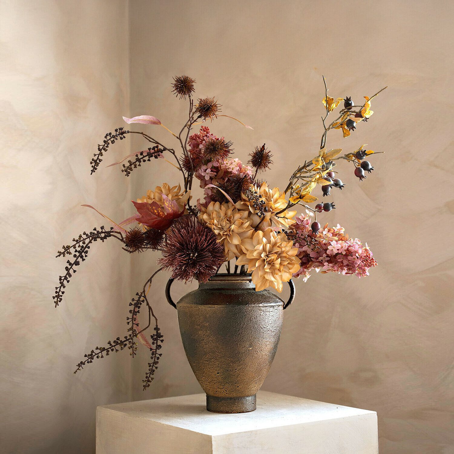 Kunstblume Deko-Blumenstrauß Frinalor altrosa/grün, Mirabeau, Höhe 108.0 cm