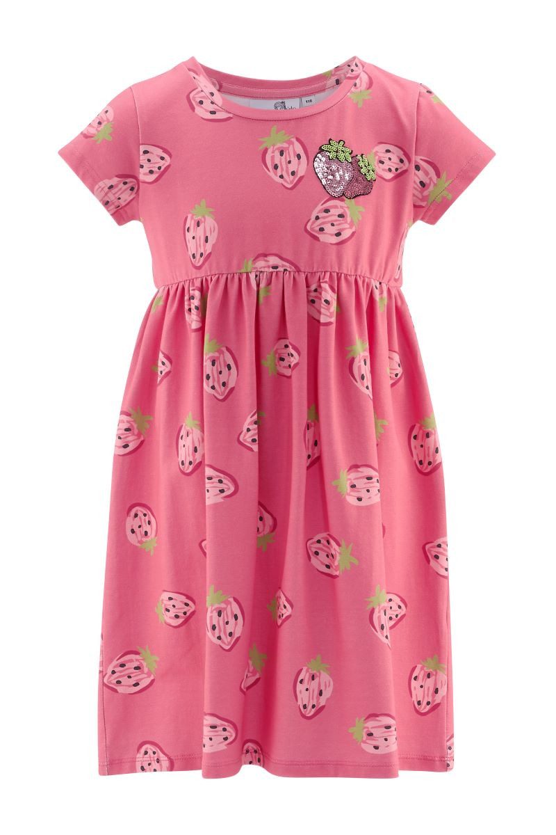 happy girls Jerseykleid Jerseykleid Erdbeere kurzarm (1-tlg) Alloverdruck Erdbeeren